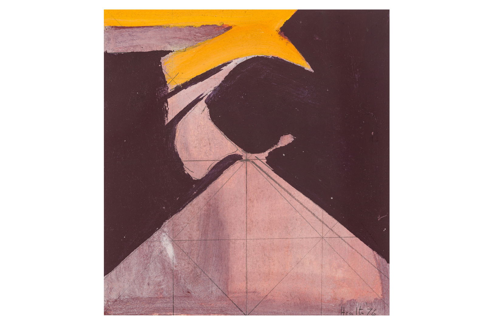 § ADRIAN HEATH (BRITISH, 1920-1992): ADRIAN HEATH (BRITISH, 1920-1992)Untitledsigned and dated 'Heath 76' (lower right)mixed media on paper21.5 x 20 cm. (8 1/2 x 7 7/8 in.)