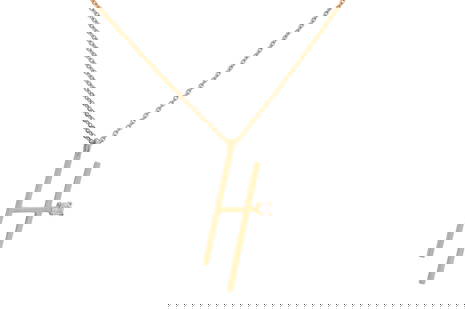MIMI SO l A DIAMOND NECKLACE: MIMI SO l A DIAMOND NECKLACE The cable chain suspending a pendant of the letter 'H' set with a brilliant-cut diamond, lobster clasp, signed, numbered, stamped 750, lengths: chain 43.0cm, pendant 2.9cm