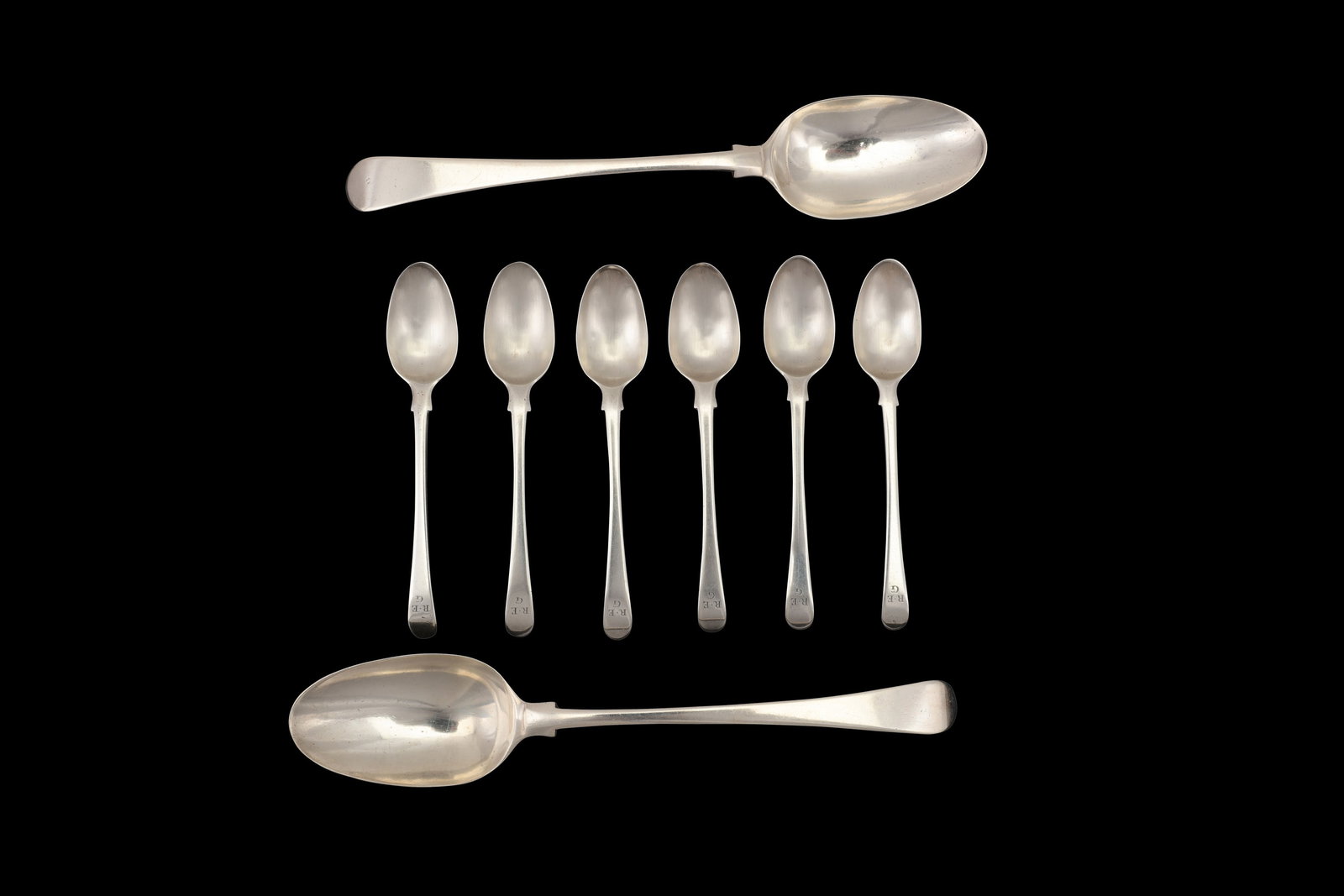 A pair of George III sterling silver tablespoons, London 1760 by Paul Callard (reg. 8th Jan 1752) (1 of 2)