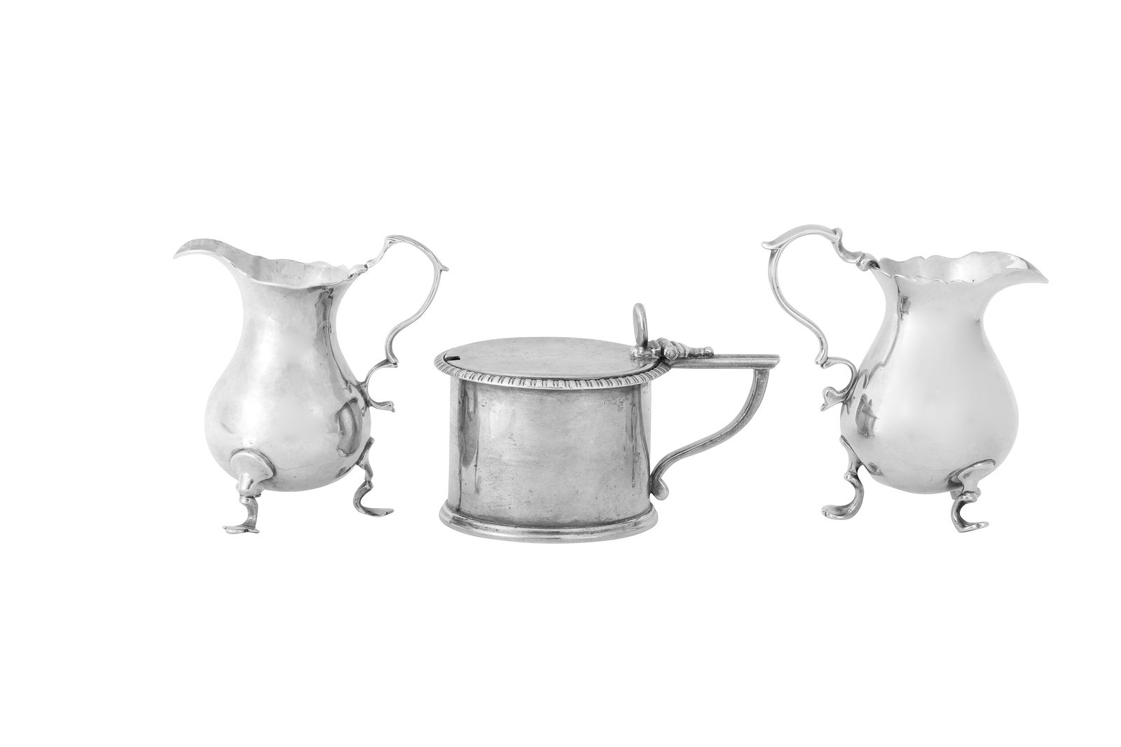 Two George II sterling silver cream jugs, one London 1751 by Ebenezer Coker (1 of 4)