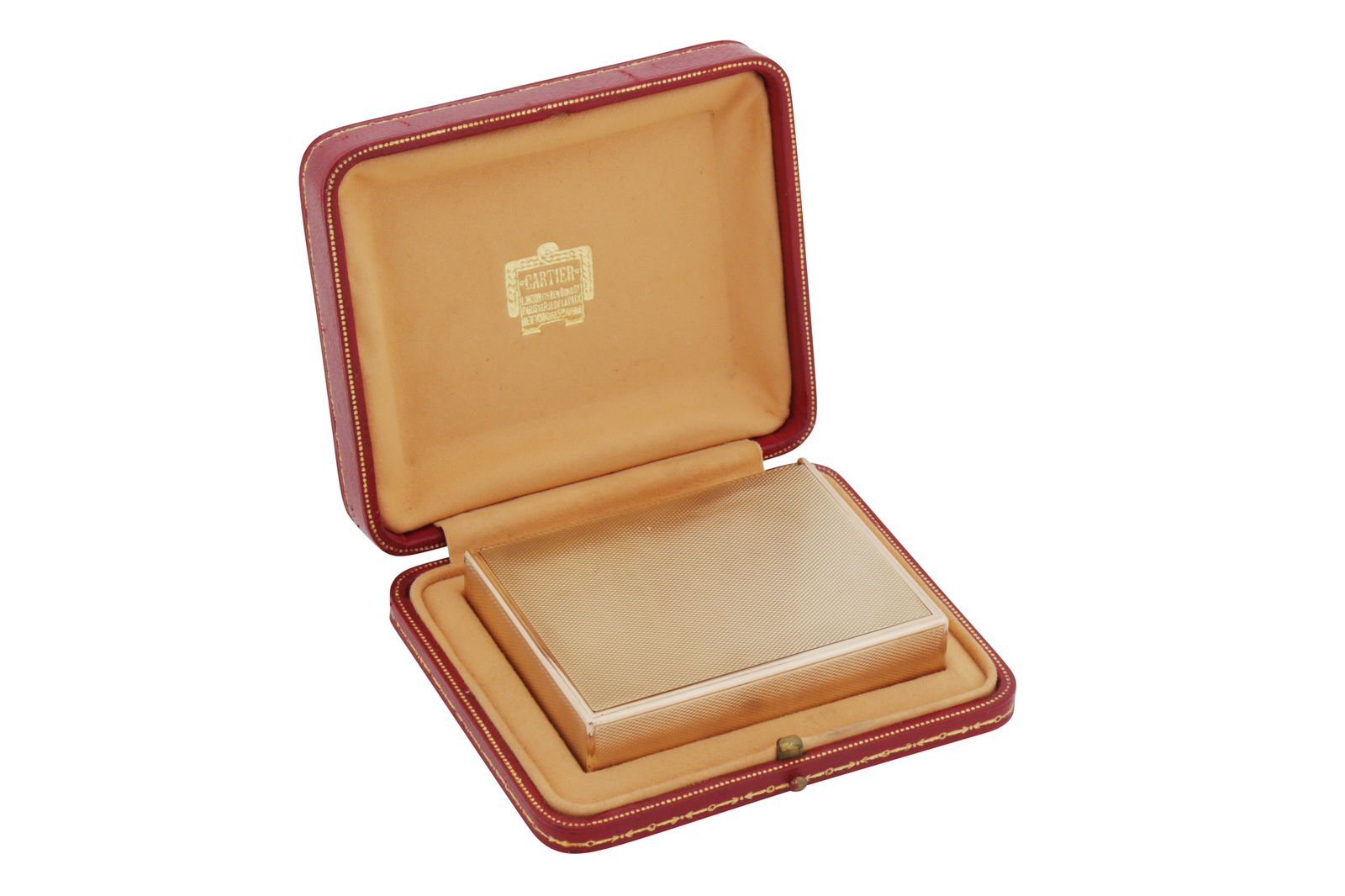 A cased George VI 9 carat gold cigarette case by Cartier, London circa 1950