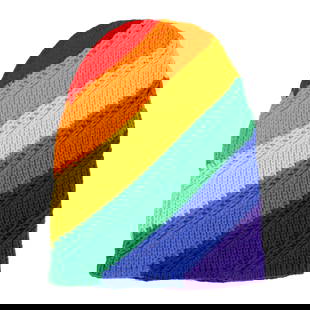 Burberry Rainbow Wool Knit Beanie: Burberry Rainbow Wool Knit Beanie, chunky rib knit, labelled size 54-61cm Grade B+ Please log in to Chiswick Live account to view condition report