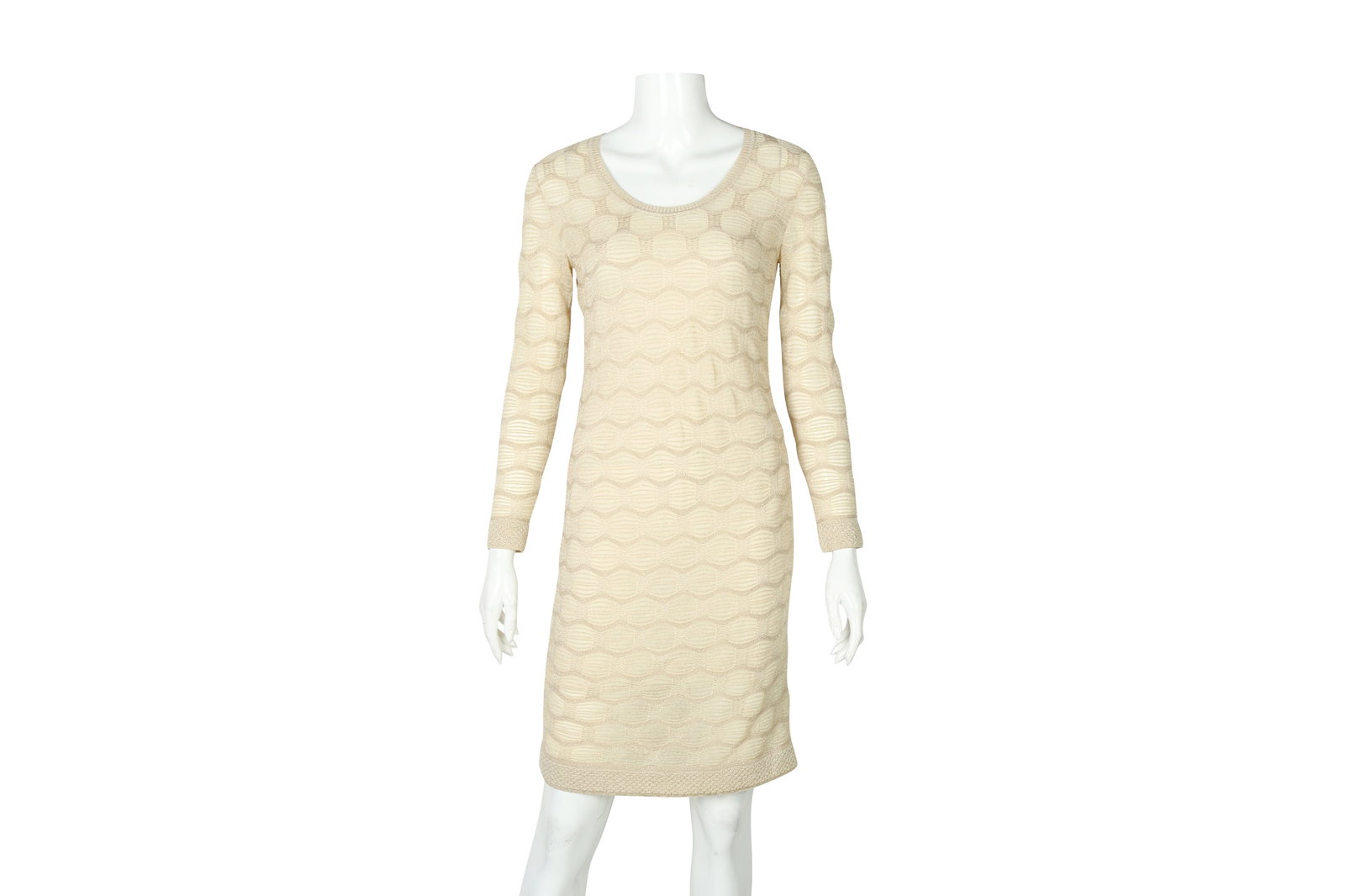 Missoni Metallic Beige Knit Dress - Size 40 (1 of 5)