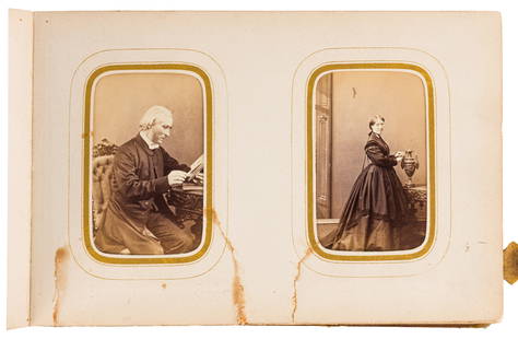 BRITISH PORTRAITURE INTEREST, c.1860s: BRITISH PORTRAITURE INTEREST, c.1860s An album containing a collection of albumen prints cartes-de-visite (41), image sizes 9.5 x6cm. Subjects include portraits by Poulton, Stuart Photographer, Thomas