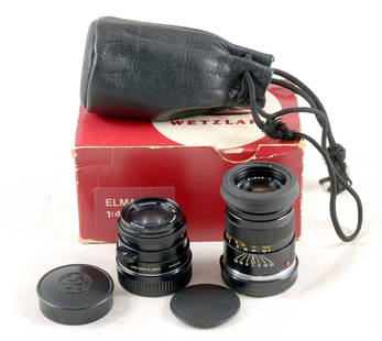 M-Rokkor 28mm & Leitz 90mm Lenses for Leica or Minolta CL/CLE Cameras.: M-Rokkor 28mm & Leitz 90mm Lenses for Leica or Minolta CL/CLE Cameras. Comprising 28mm f2.8 Minolta M-Rokkor #1016123. Minor marks to coating(?) of front element, otherwise signs of normal+ use. Also