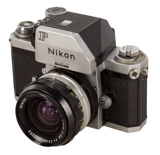 A Nikon F Photomic SLR Camera: A Nikon F Photomic SLR Camera Serial No: 6553949 Body: VG Shutter: working Lens: Nikon 24mm f/2.8 Nikkor-N Auto (350253) Optics: VG