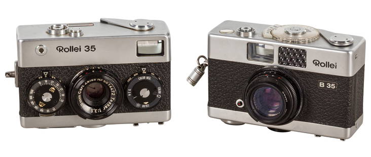 A Pair of Rollei 35 Viewfinder Cameras: A Pair of Rollei 35 Viewfinder Cameras A Rollei 35 Viewfinder Serial No: 3164246 Body: F/G - small ding to top plate corner Lens: Carl Zeiss 40mm f/3.5 Tessar (5014472) Optics: G Notes: German model A