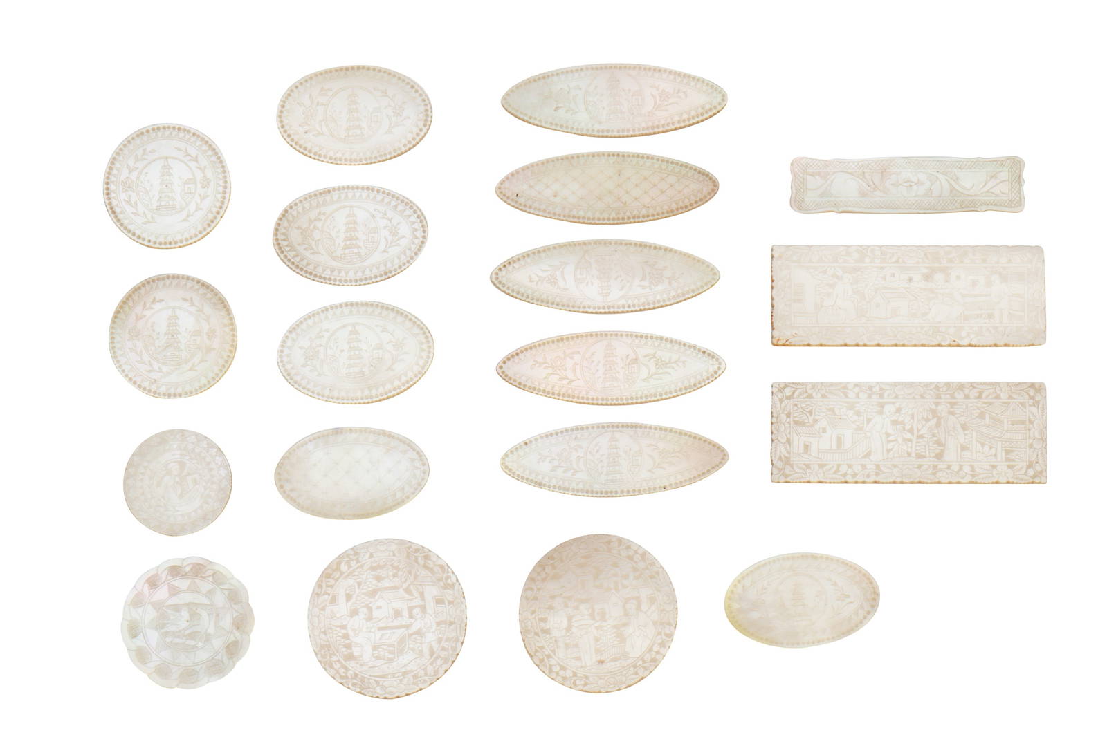 A group of late 18th / early 19th century Chinese mother of pearl gaming counters