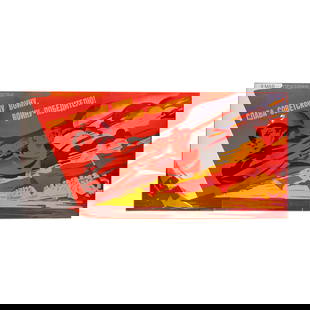 Constructivist style, Soviet Propaganda Poster: Constructivist style, Soviet Propaganda Poster Tripthych 'A Great Patriotic War' landscape, circa 1985 Ink on paper 96cm high x 68cm wide each section