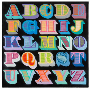 § Ben Eine (British b.1970): Ben Eine (British b.1970) Shutter A-Z 2013 signed, dated, titled and inscribed in pen verso black gloss with spraypaint on canvas 102 x 102cm unframed