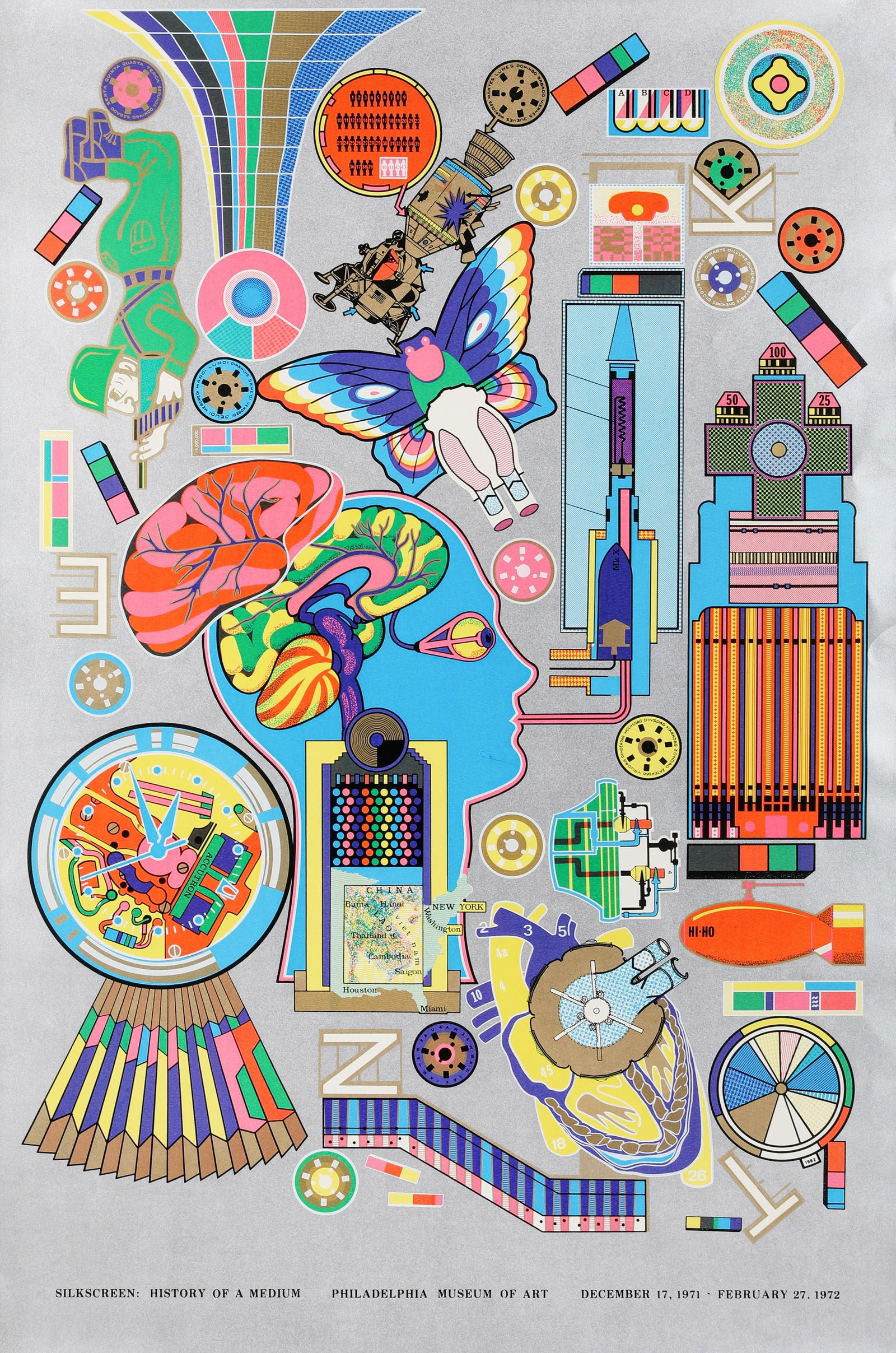 § Sir Eduardo Paolozzi C.B.E. R.A. (British, 1924-2005) Silk Screen: History of a Medium (exhib: § Sir Eduardo Paolozzi C.B.E. R.A. (British, 1924-2005) Silk Screen: History of a Medium (exhibition poster) 1971screenprinted exhibition poster in colours on woveproduced for the Philadelphia M