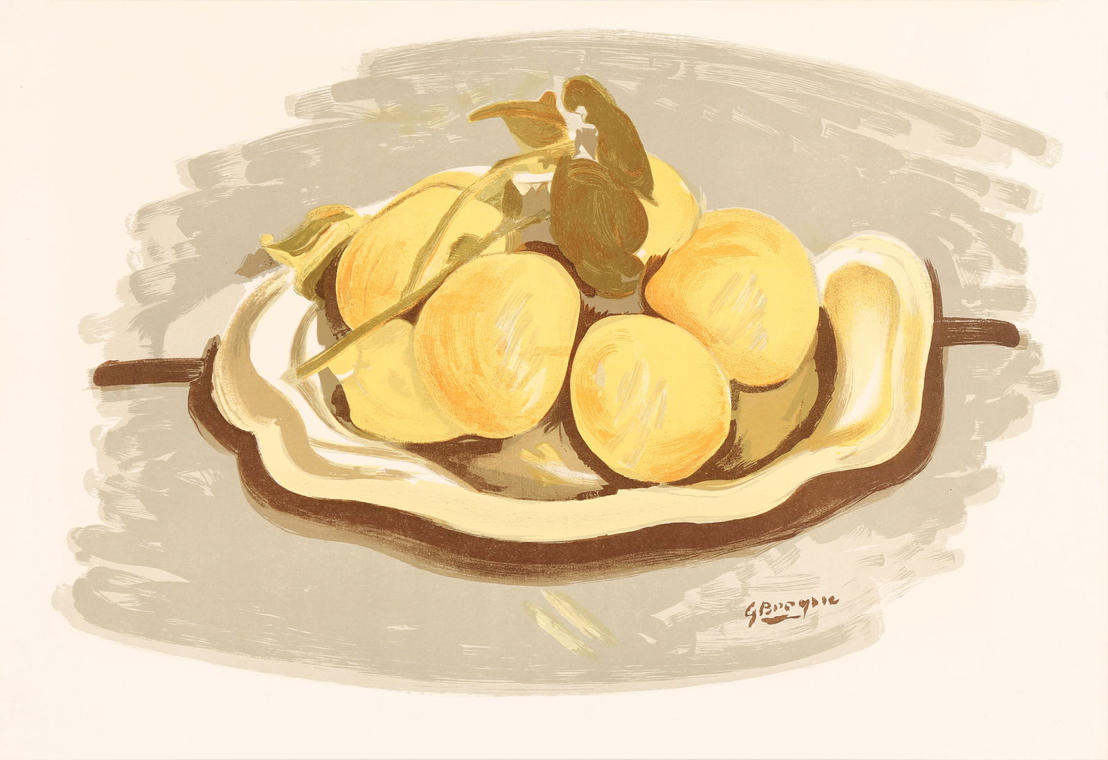 § Georges Braque (French, 1882-1963) Les Citrons: § Georges Braque (French, 1882-1963) Les Citrons signed in the platelithograph in colours on Rives woveunframedARR Dimensions:sheet 38 x 56.7