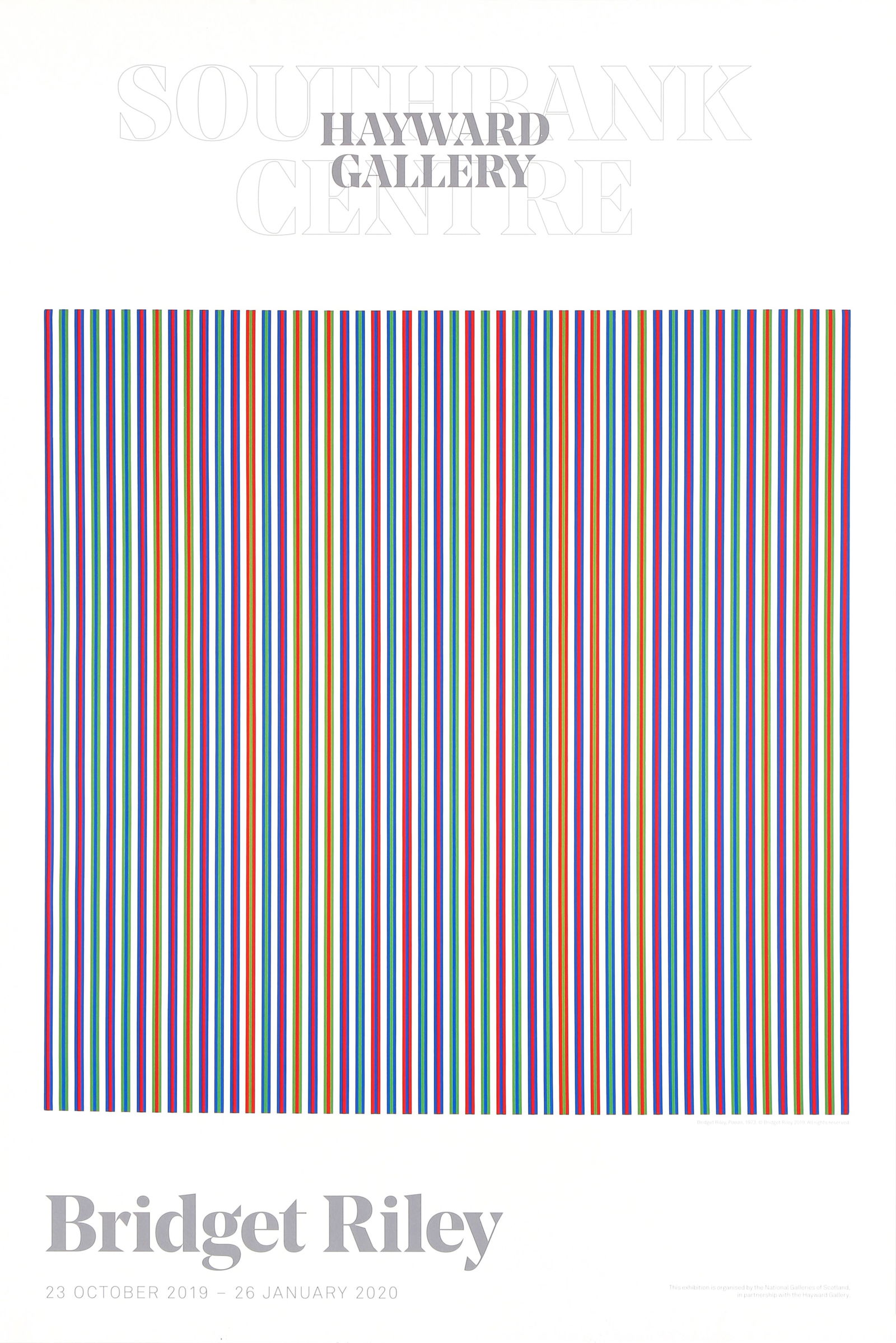 § Bridget Riley C.H. C.B.E. (British, b.1931) Hayward Gallery (Paean): § Bridget Riley C.H. C.B.E. (British, b.1931) Hayward Gallery (Paean) 2019digital print on thin woveproduced for The Hayward Gallery, LondonunframedARR Dimensions:sheet 76 x 51cm