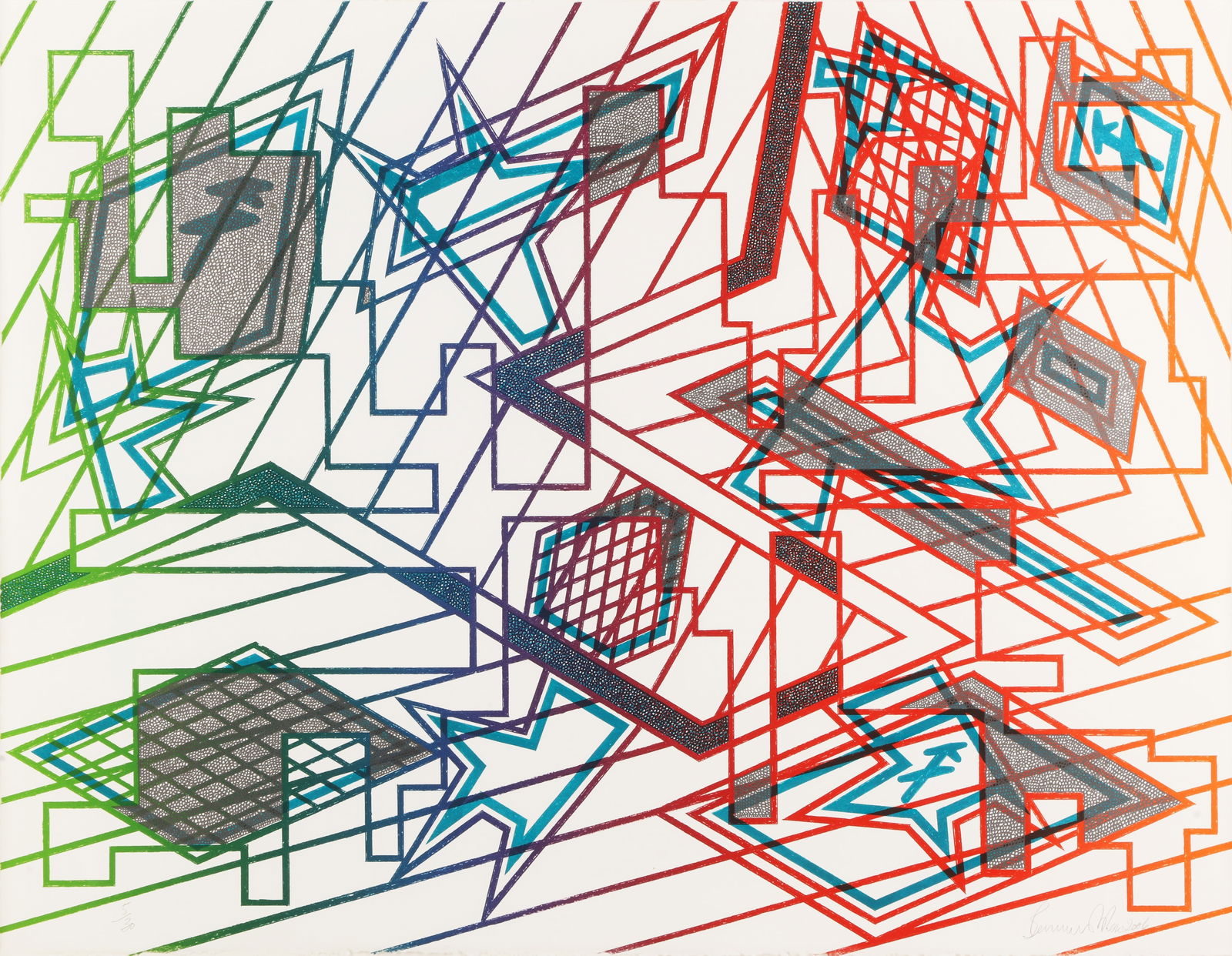 § Bernard Cohen (British, b.1933) About No IV: § Bernard Cohen (British, b.1933) About No IV 2006signed, dated and numbered 5/30 in pencillithograph in colours on woveframedARR