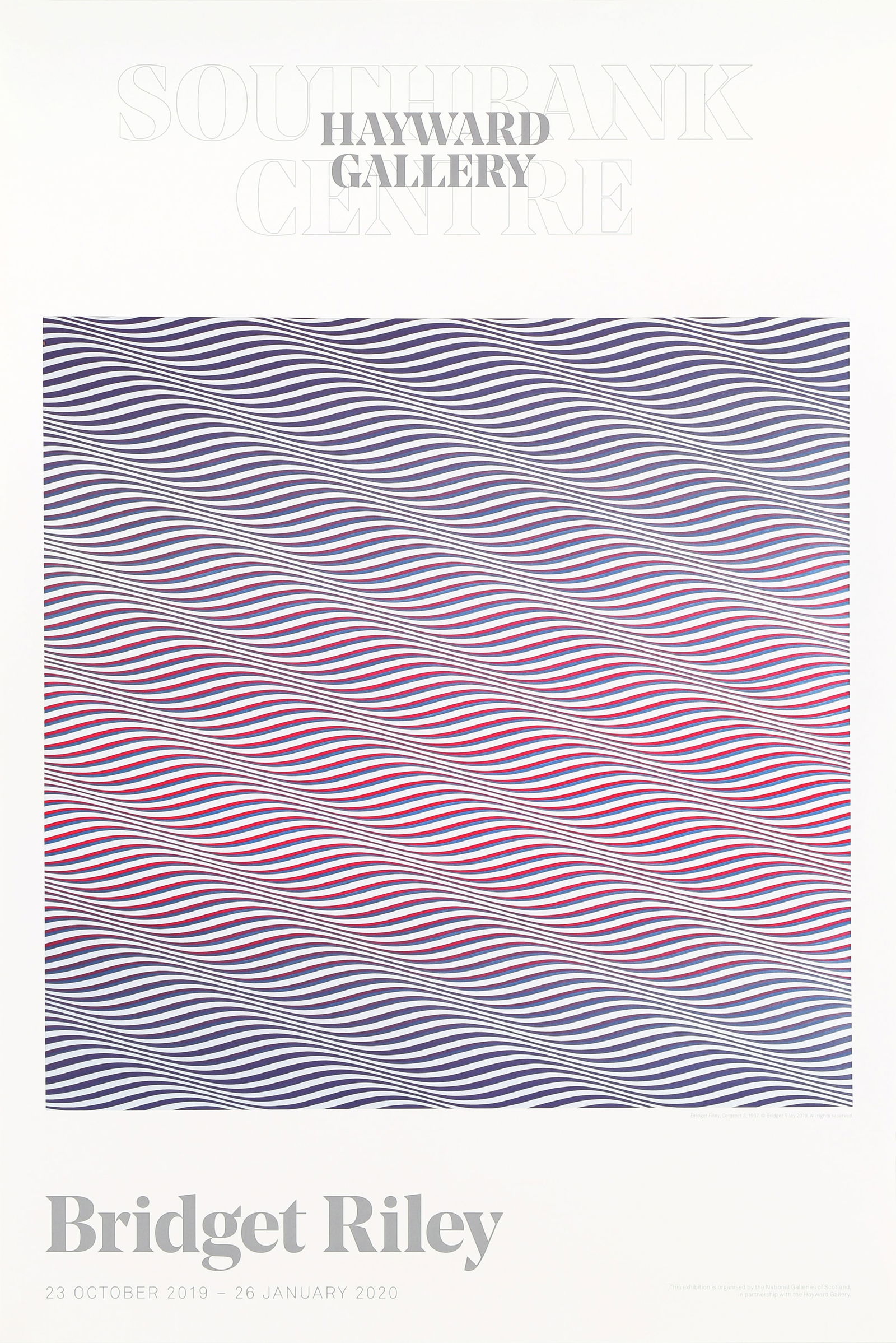 § Bridget Riley C.H. C.B.E. (British, b.1931) Hayward Gallery (Cataract 3): § Bridget Riley C.H. C.B.E. (British, b.1931) Hayward Gallery (Cataract 3) 2019digital print on thin woveproduced for The Hayward Gallery, LondonunframedARR Dimensions:sheet 76 x 51cm