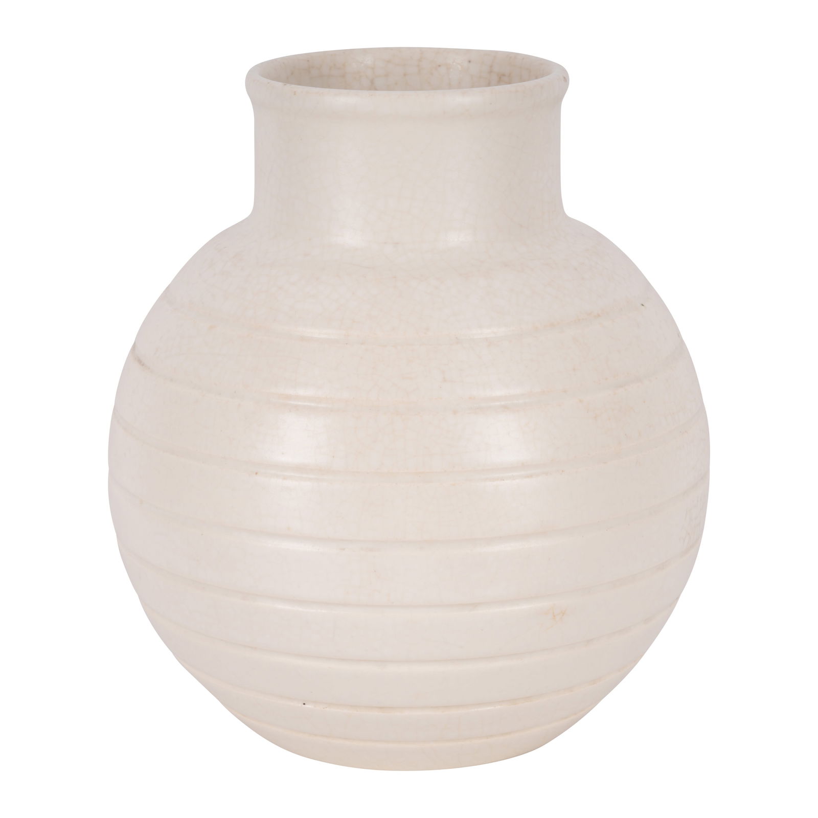 Keith Murray (British 1892-1981) for Wedgwood 'Bomb' vase, in the Moonstone colourway: Keith Murray (British 1892-1981) for Wedgwood 'Bomb' vase, in the Moonstone colourway Early 20th CenturyPrinted factory marks to underside16cm high