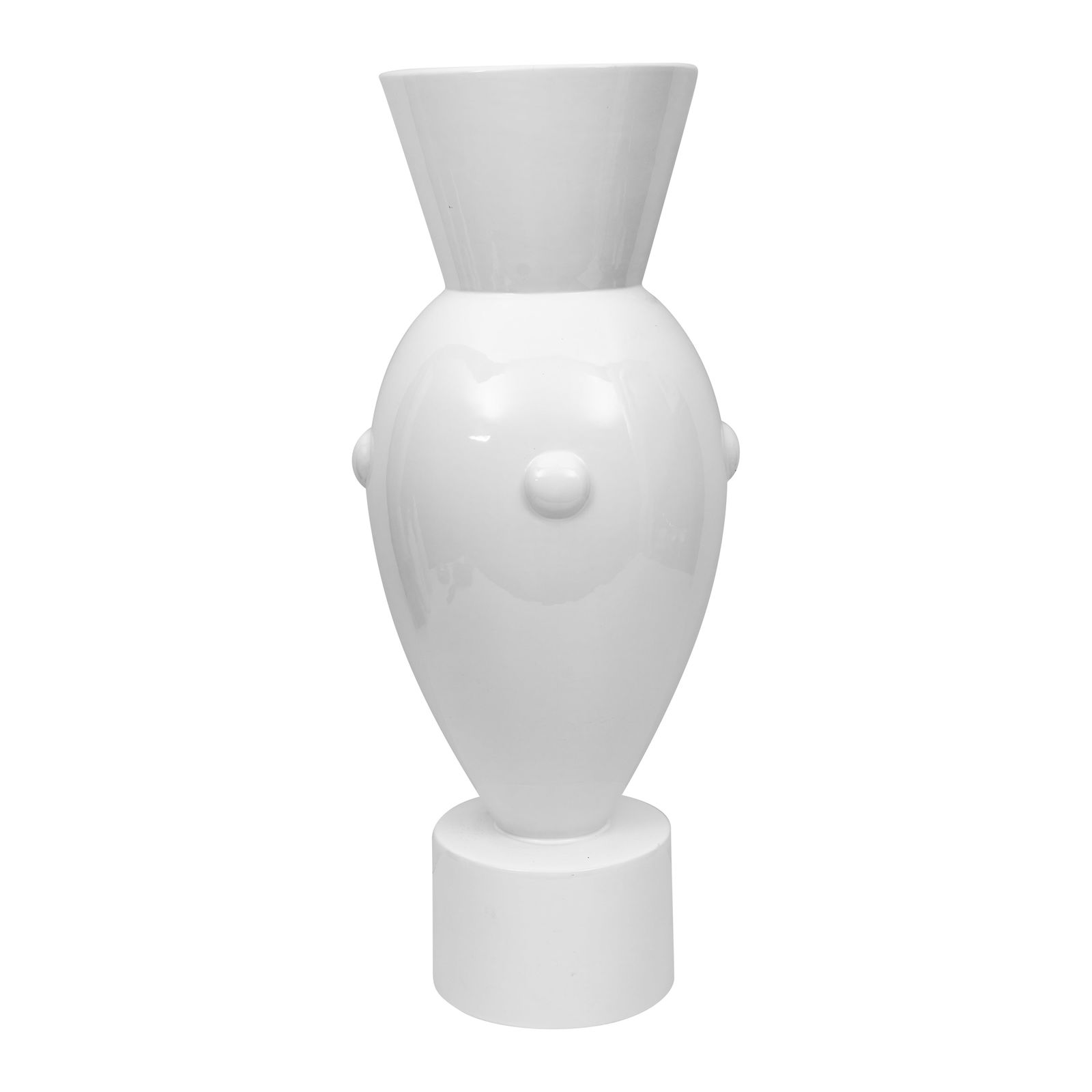 Olivier Gagnere (French b.1952) for Galerie Edition Limitee Paris 'Champs de Mars' faience vase in w: Olivier Gagnere (French b.1952) for Galerie Edition Limitee Paris 'Champs de Mars' faience vase in white Limited edition, circa 1990Glazed earthenwareIncised to foot 'D. GAGNERE', loose paper label,