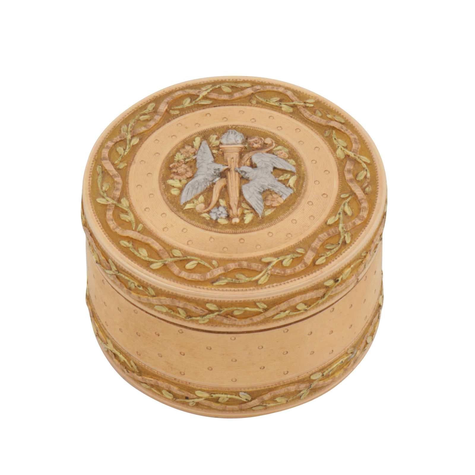 Paris circa 1860 maker's mark obscured A mid-19th century French vari-colour gold powder box