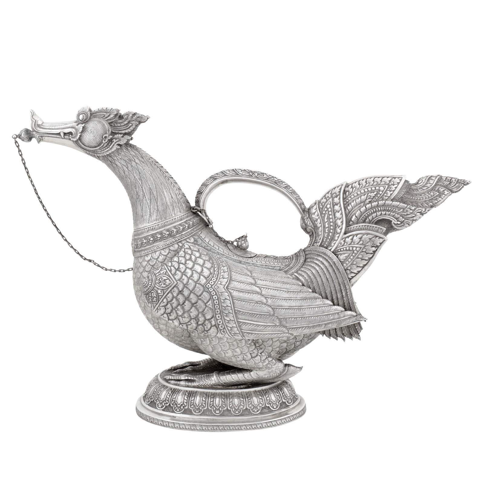 Phnon Penh circa 1940 by Minh Mol A fine mid-20th century Cambodian silver ewer or water pot (1 of 11)