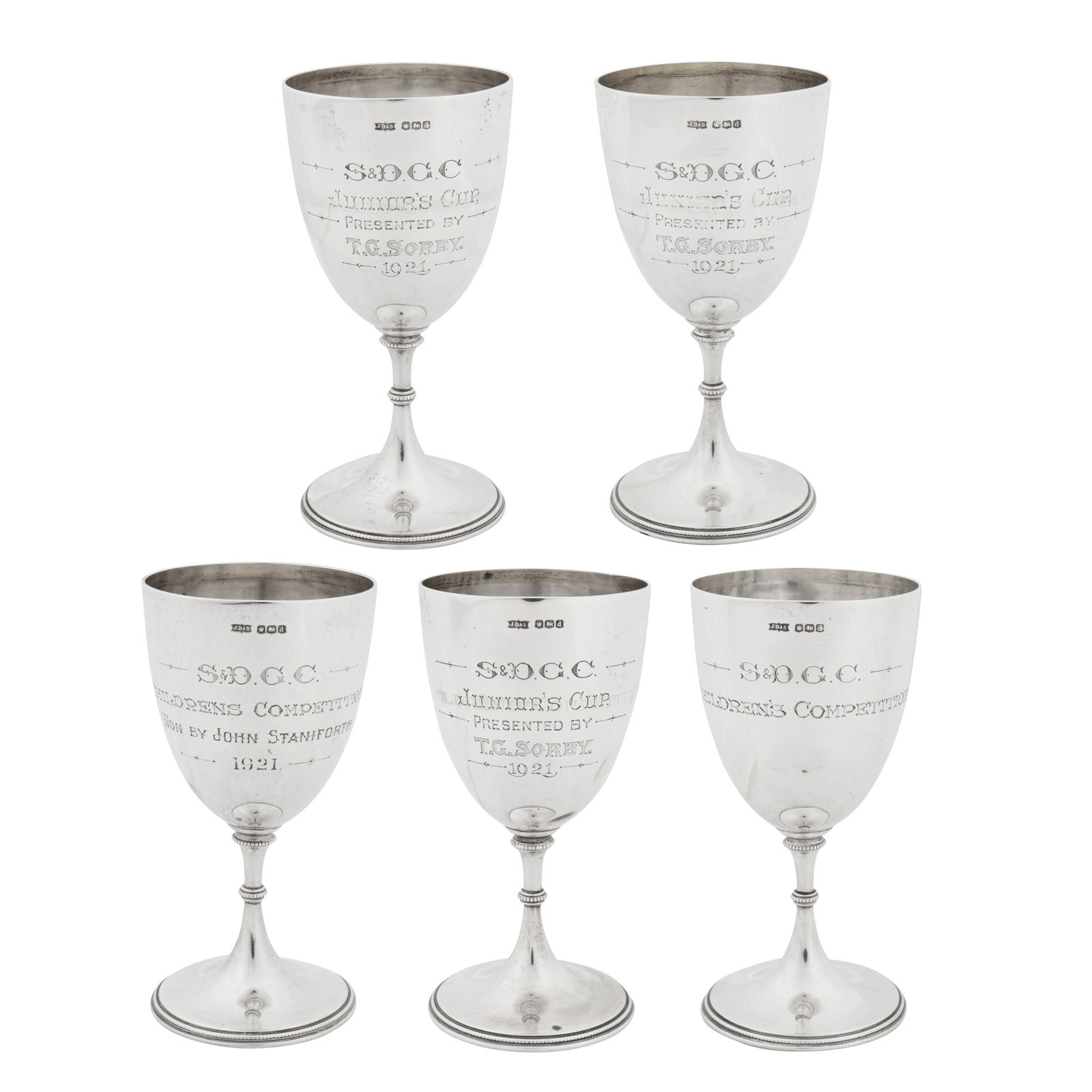 Sheffield 1921 by James Dixon and Sons Five George V sterling silver trophy cups (1 of 4)