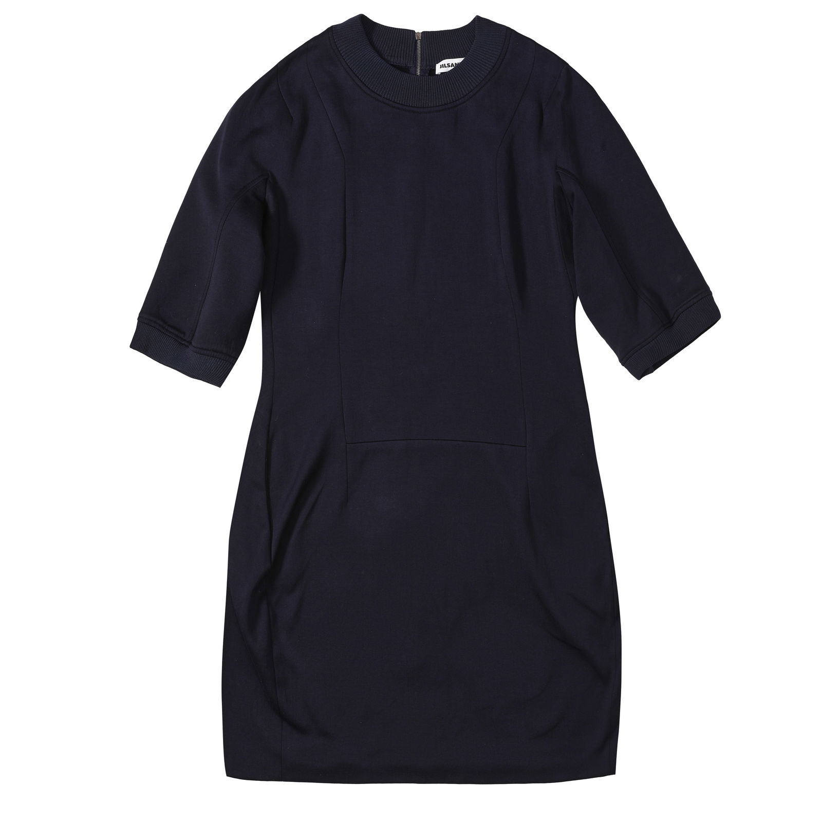 Jil Sander Navy Sweatshirt Oversized Dress - Size 42: Jil Sander Navy Sweatshirt Oversized Dress - Size 42 ruthenium tone exposed zip, labelled size 42 52cm chest, 99cm long Grade B+ Please log in to Chiswick Live account to view condition report