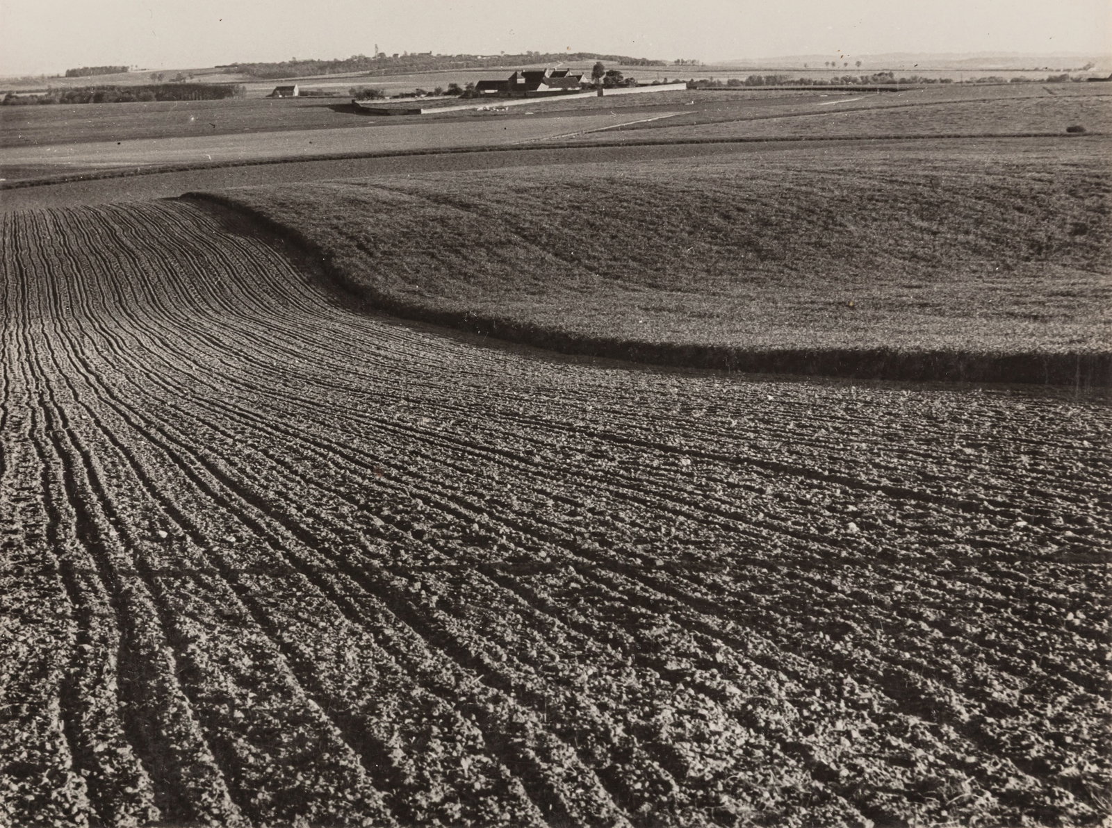 Andre Kertesz (1894-1985) Furrows, 1933: Vintage silver gelatin print, mounted to card, image size 17.1 x 23cm, card size 32 x 24.3cm, signed by the photographer in pencil on card recto.
