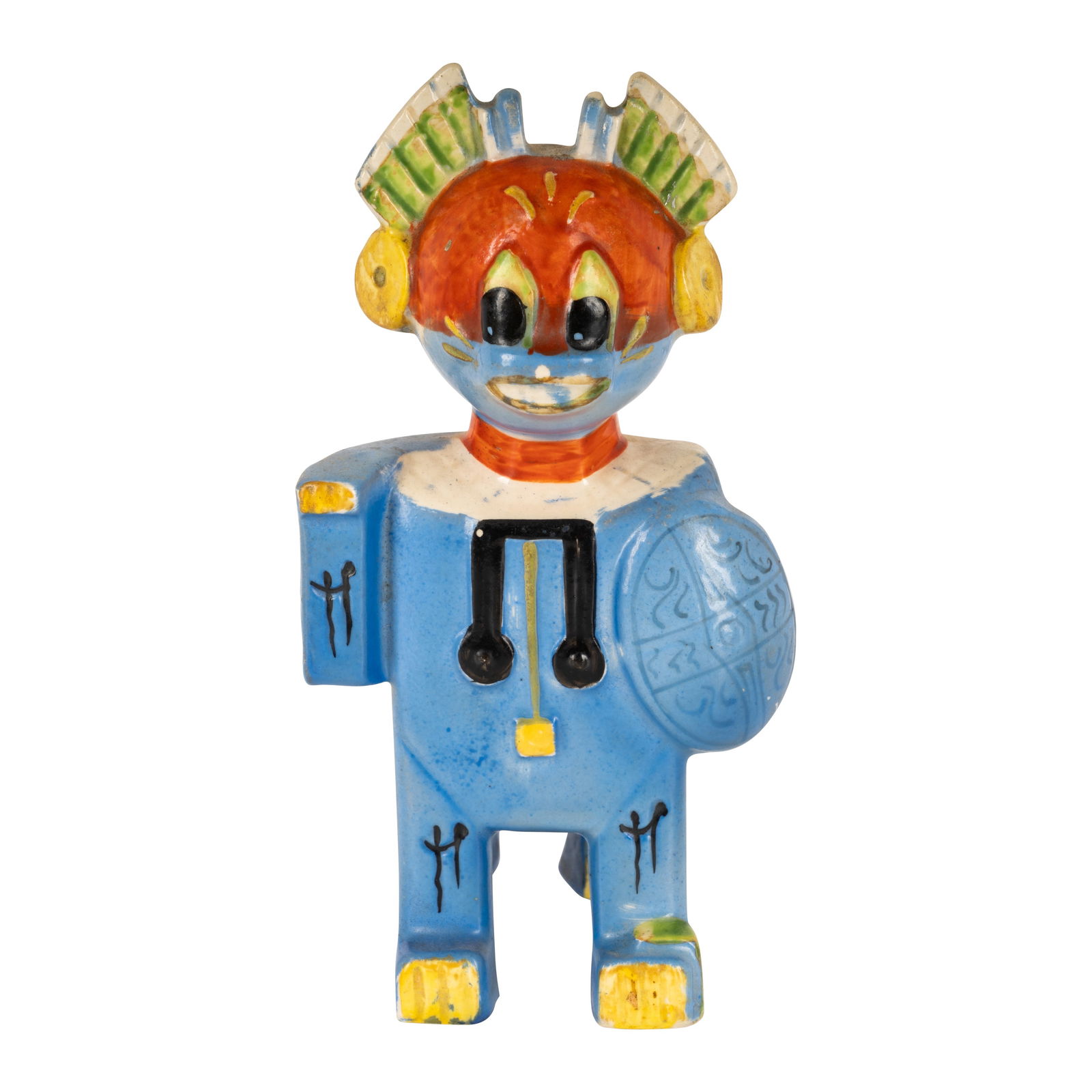 Louis Wain (British 1860-1939) for Max Emanuel and Co., manufactured by Amphora 'Lucky Knight Errant: Circa 1914 Painted and glazed porcelain Painted 'Louis Wain' signature, registration number within the mould '638712' 15cm high Provenance:The collection of Pat and David Redstone Pat and David Redsto