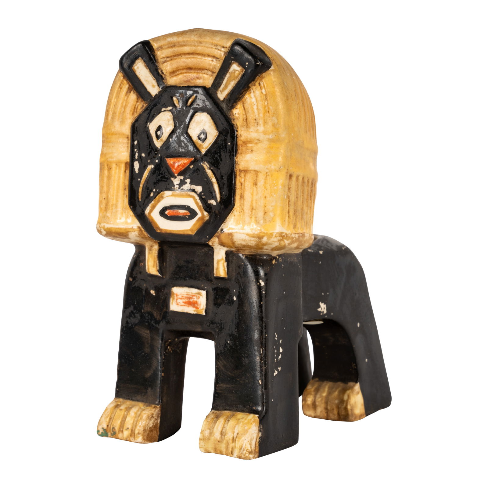 Louis Wain (British 1860-1939) for Max Emanuel and Co., manufactured by Amphora 'Lucky Sphinx Cat': Circa 1914 Painted and glazed porcelain Painted 'Louis Wain' signature, underside painted 'Rd No 638316' and printed stamp 'MADE IN ENGLAND' 12cm high Provenance:The collection of Pat and David Redsto