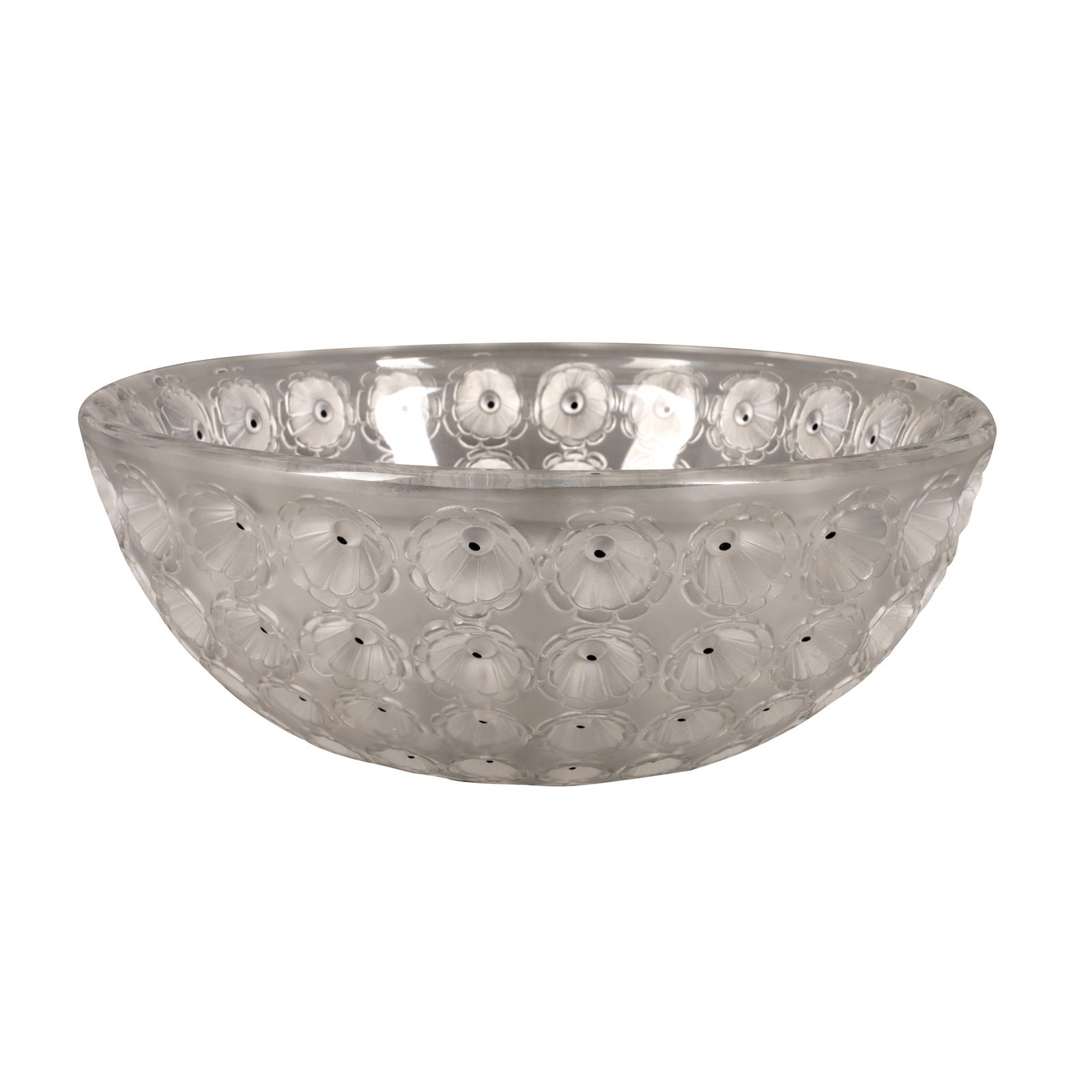 Lalique, France 'Nemours' bowl: Post-war, originally designed 1929 Frosted and clear glass Etched 'Lalique France' to base 25cm diameter