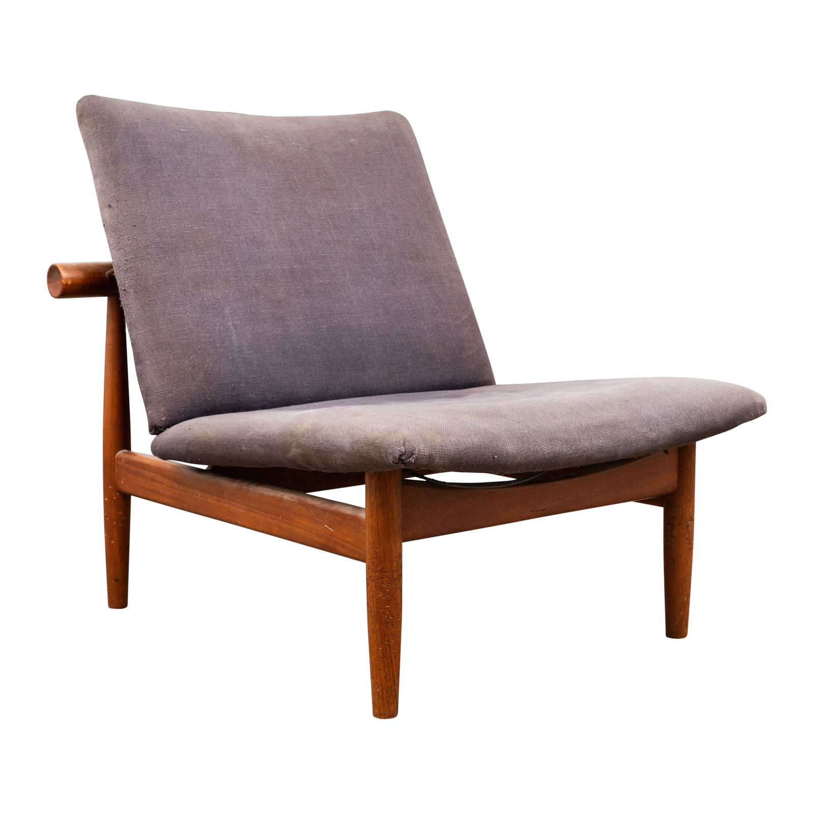 Finn Juhl (Danish 1912-1989) for France & Son, Copenhagen 'Japan' chair, model no. 137,: Designed 1958 Teak, fabric upholstery Underside with Danish control plaque and 'Impressed Made in Denmark' mark 72.5cm high x 67.5cm wide x 74 cm deep