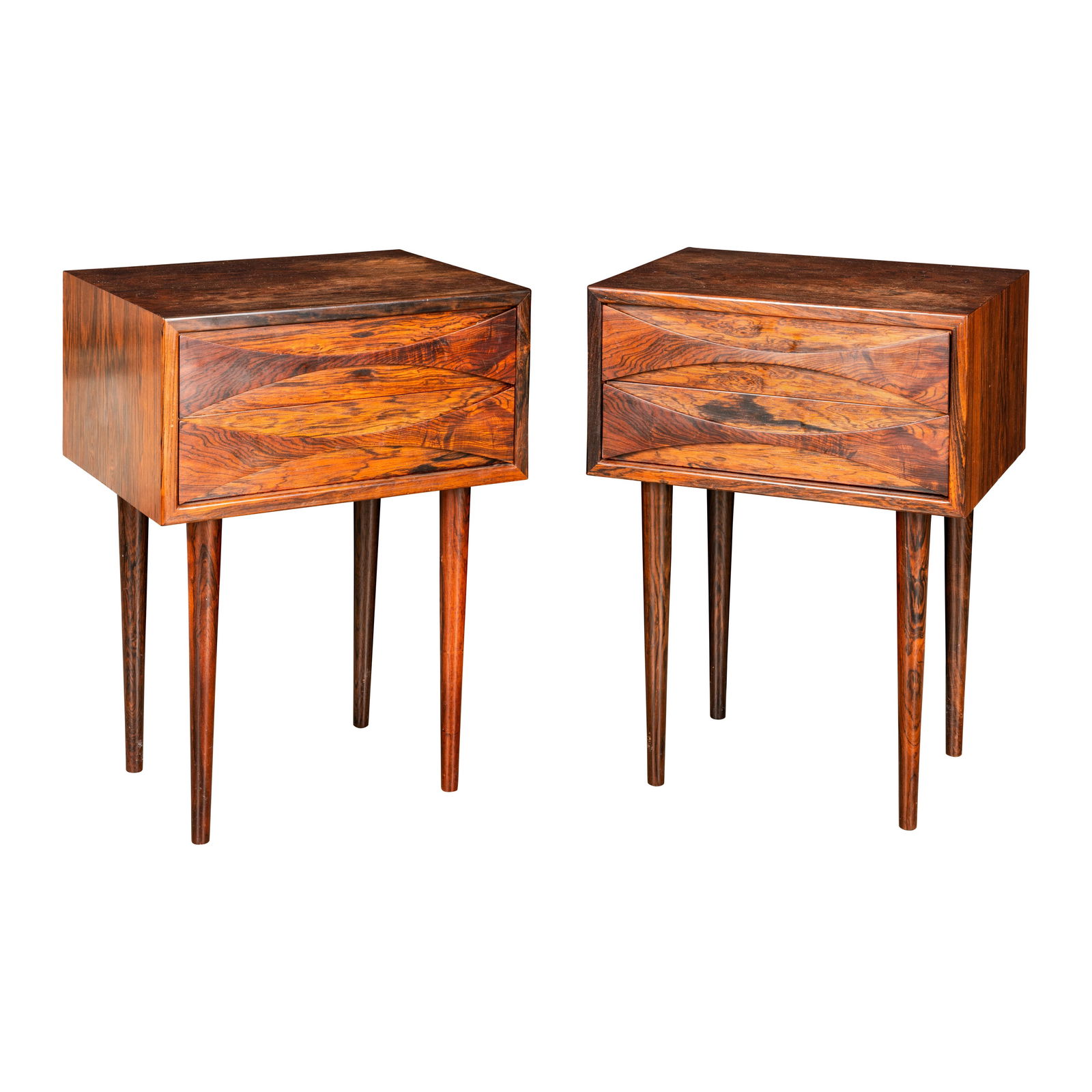Arne Vodder (Danish 1926-2009) for N.C. Møbler Pair of nightstands: Circa 1960s Rosewood 55cm high x 40cm wide x 32cm deep