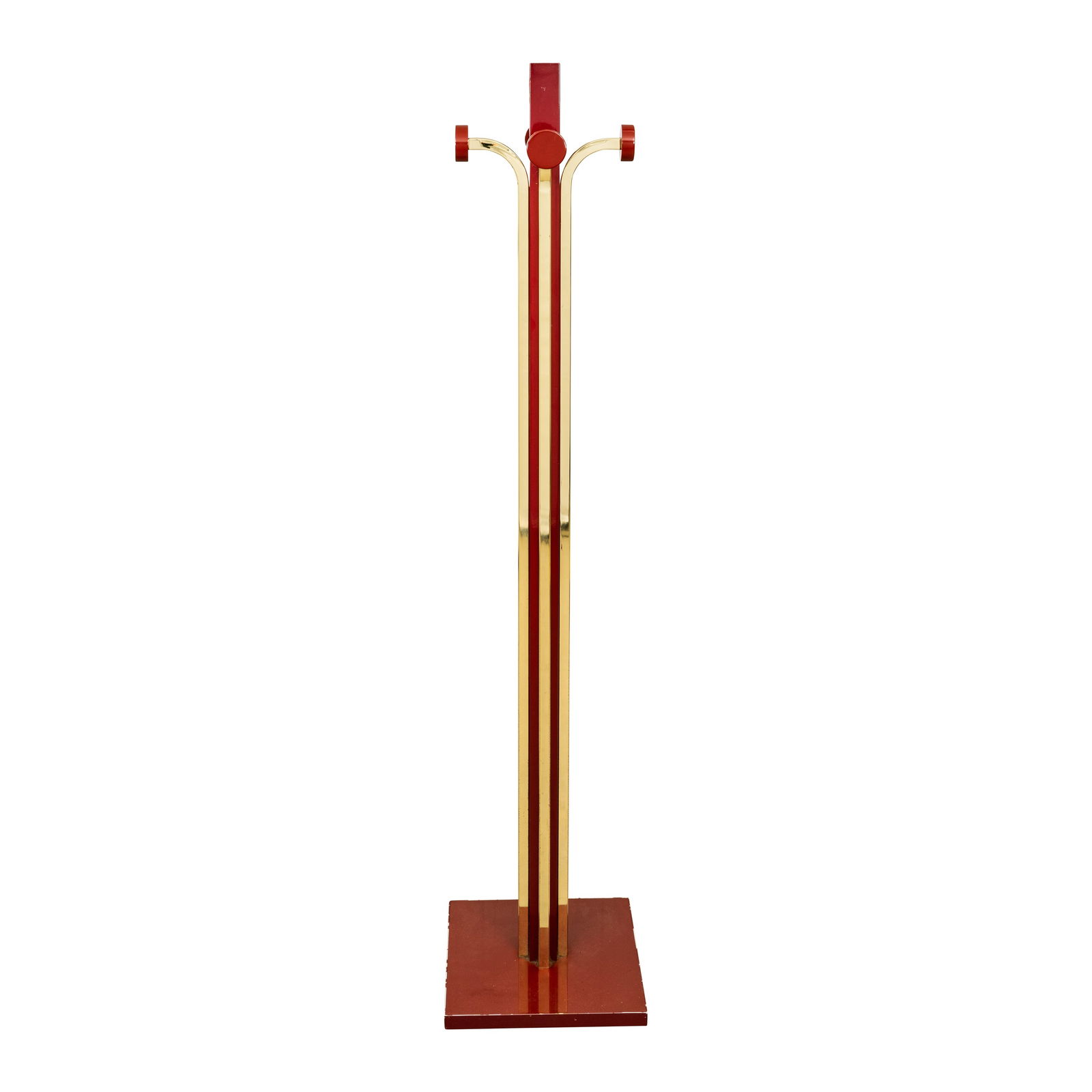 In the manner of Romeo Rega, Italy Coat stand, 1970s: Circa 1970s Metal, red lacquer 165cm high