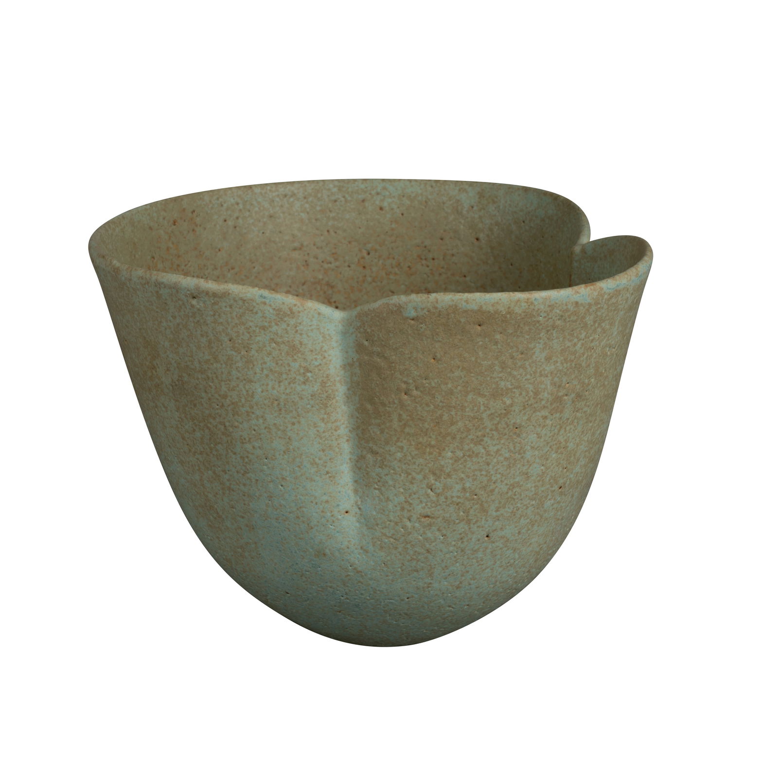 § John Ward (British 1938-2023) Deep grooved bowl: Circa 1990 Duck egg blue-green and brown matt glazed stoneware Artists seal to underside 14cm high, 19cm diameter