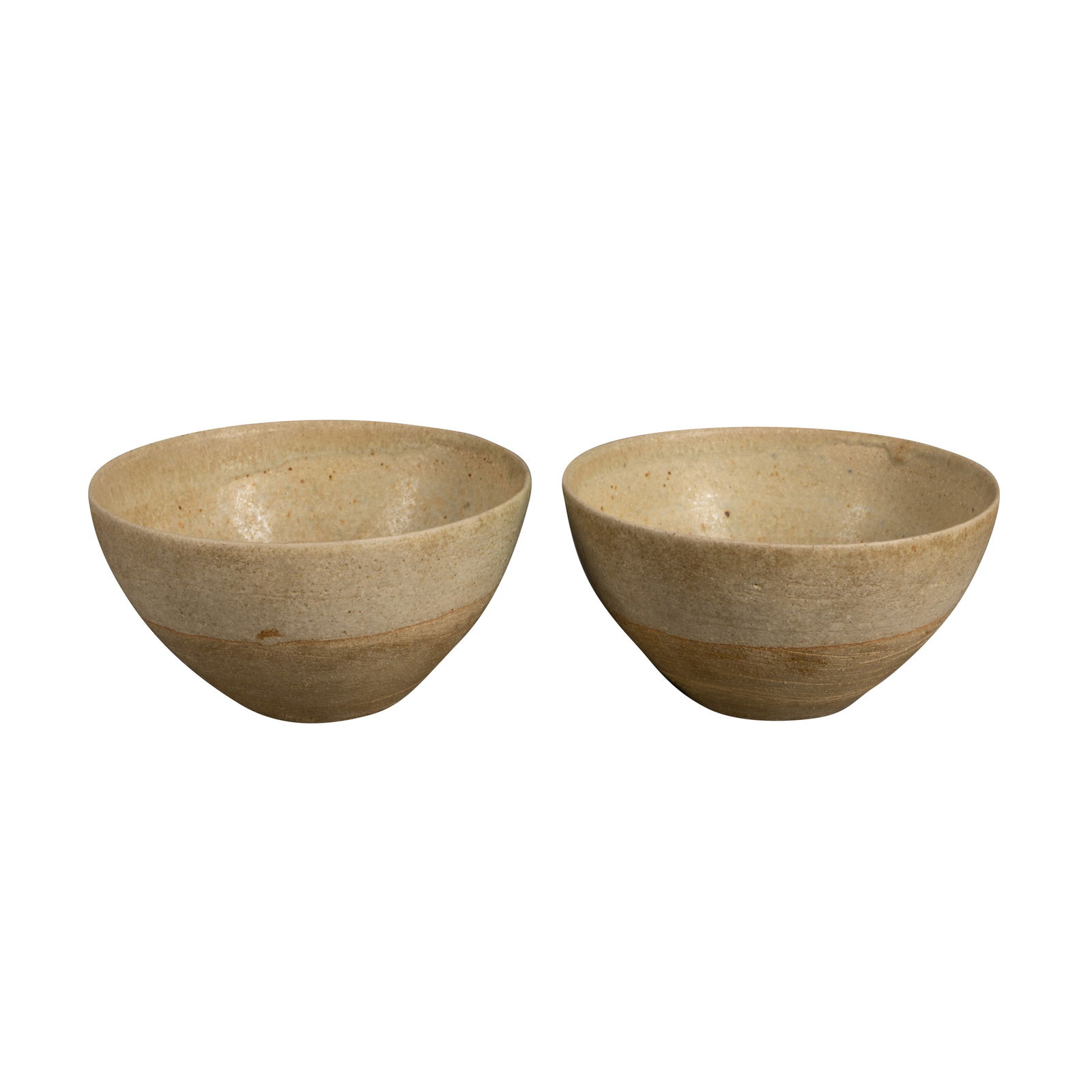 Ruth Duckworth (American-German 1919-2009_ Pair of bowls: Purchased 1965 Stoneware, glazed to interior and top third of exterior Impressed 'RD' seal 6.5cm high