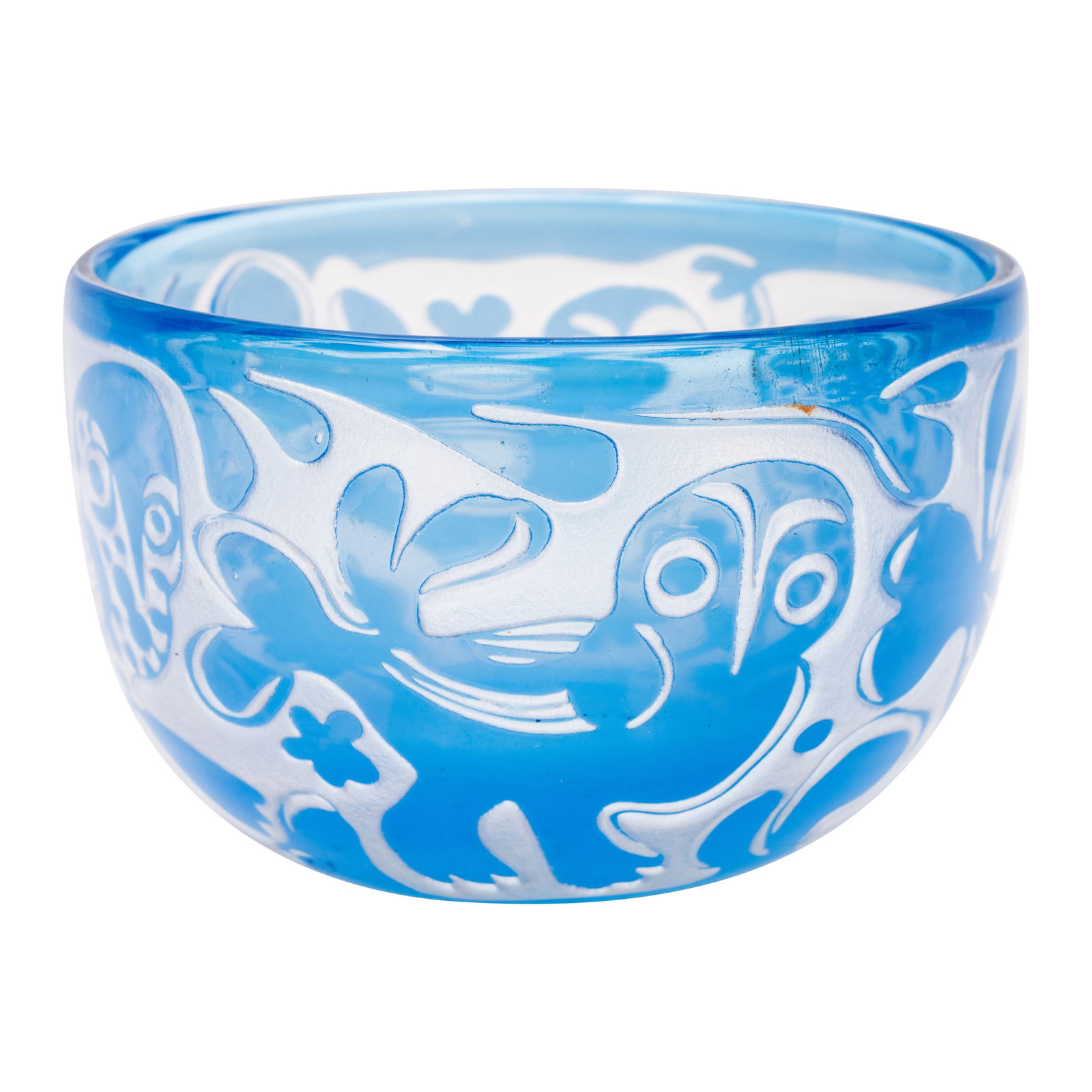 Bertil Vallien (Swedish b.1938) for Boda Afors 'Owls' Bowl: Circa 1960s Glass Etched signature and numbered 1850 to underside 16cm diameter