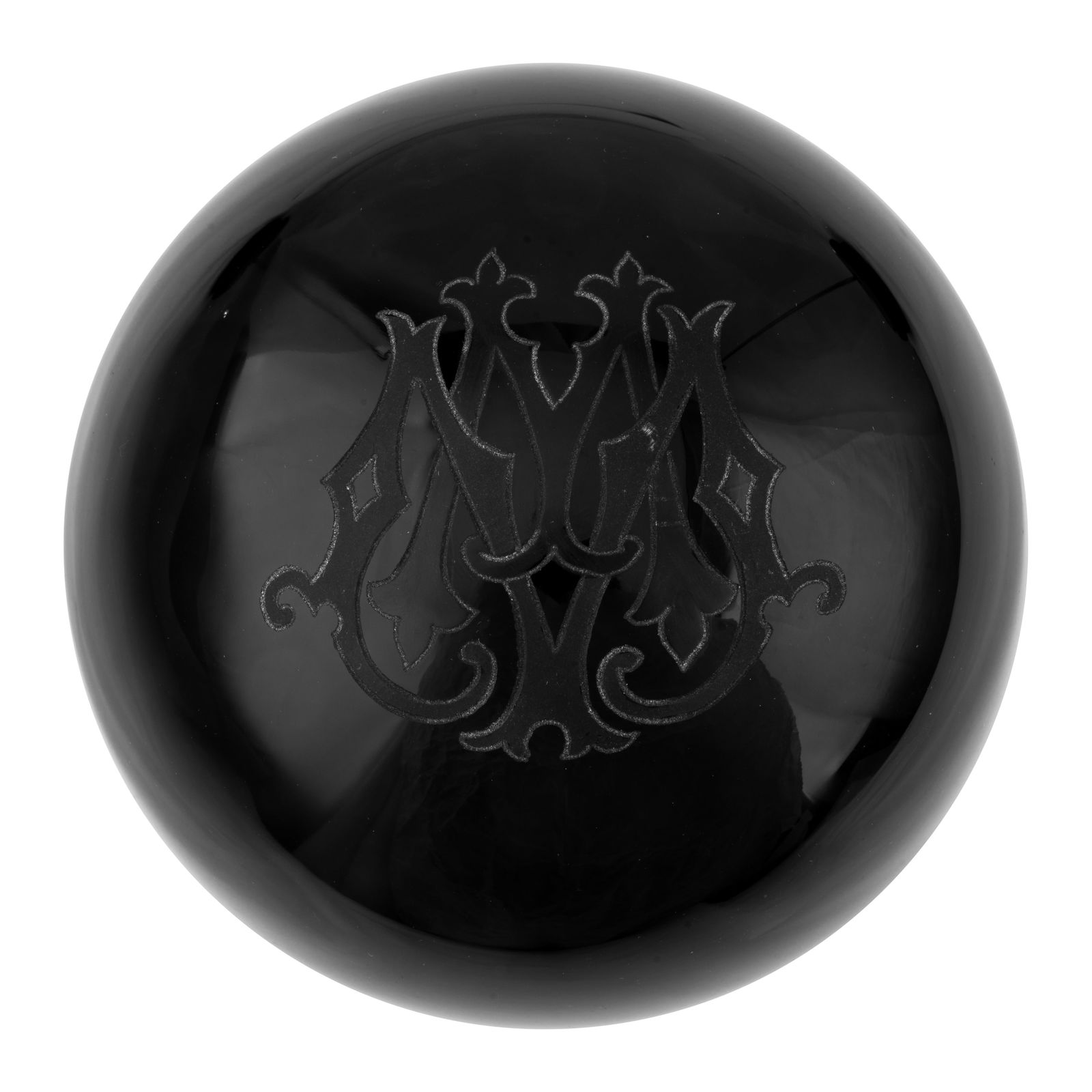 Giberto Arrivabene Valenti Gonzaga (Italian): Luna' Murano Paperweight, contemporary Black glass with monogram decoration Unmarked 10cm high x 16cm diameter