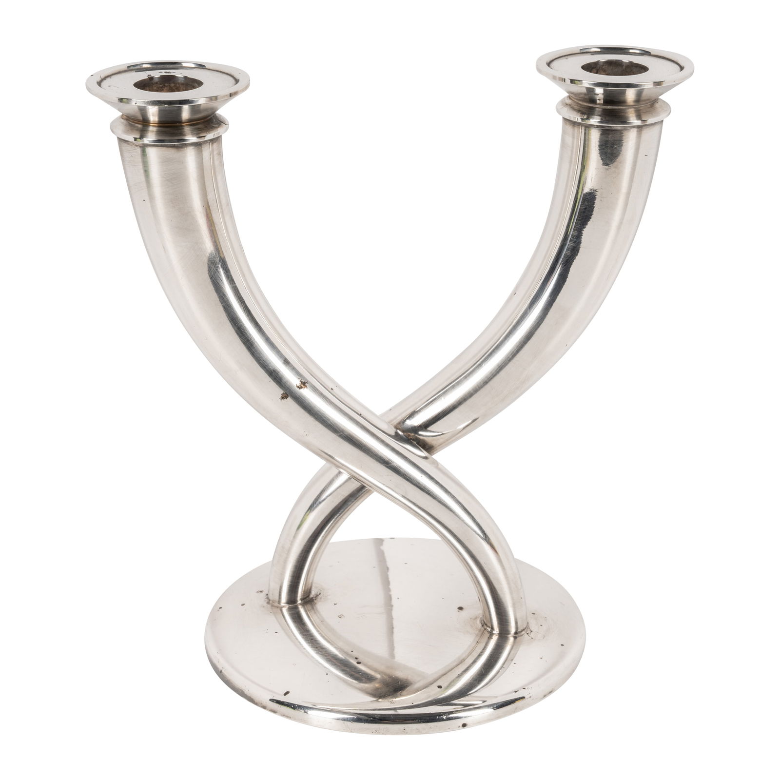 Gio Ponti (Italian 1891-1979) for Christofle Table Candlestick: Originally designed c.1926, manufactured c.1980s Silver plated metal Impressed silverplate mark, 'CHRISTOFLE FRANCE', and mark for post-1983 20cm high