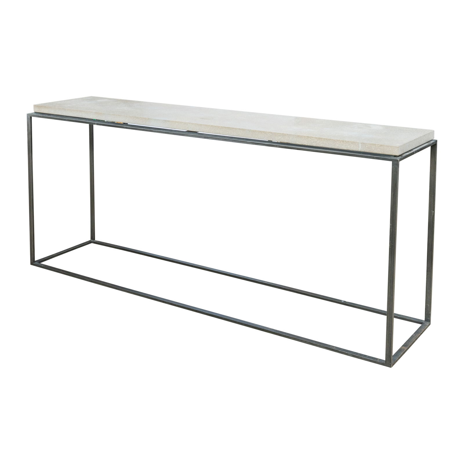 Louise Bradley, Britain Console Table: Circa 2000s Microcement, patinated metal Unmarked 67cm high x 160cm wide x 37cm deep