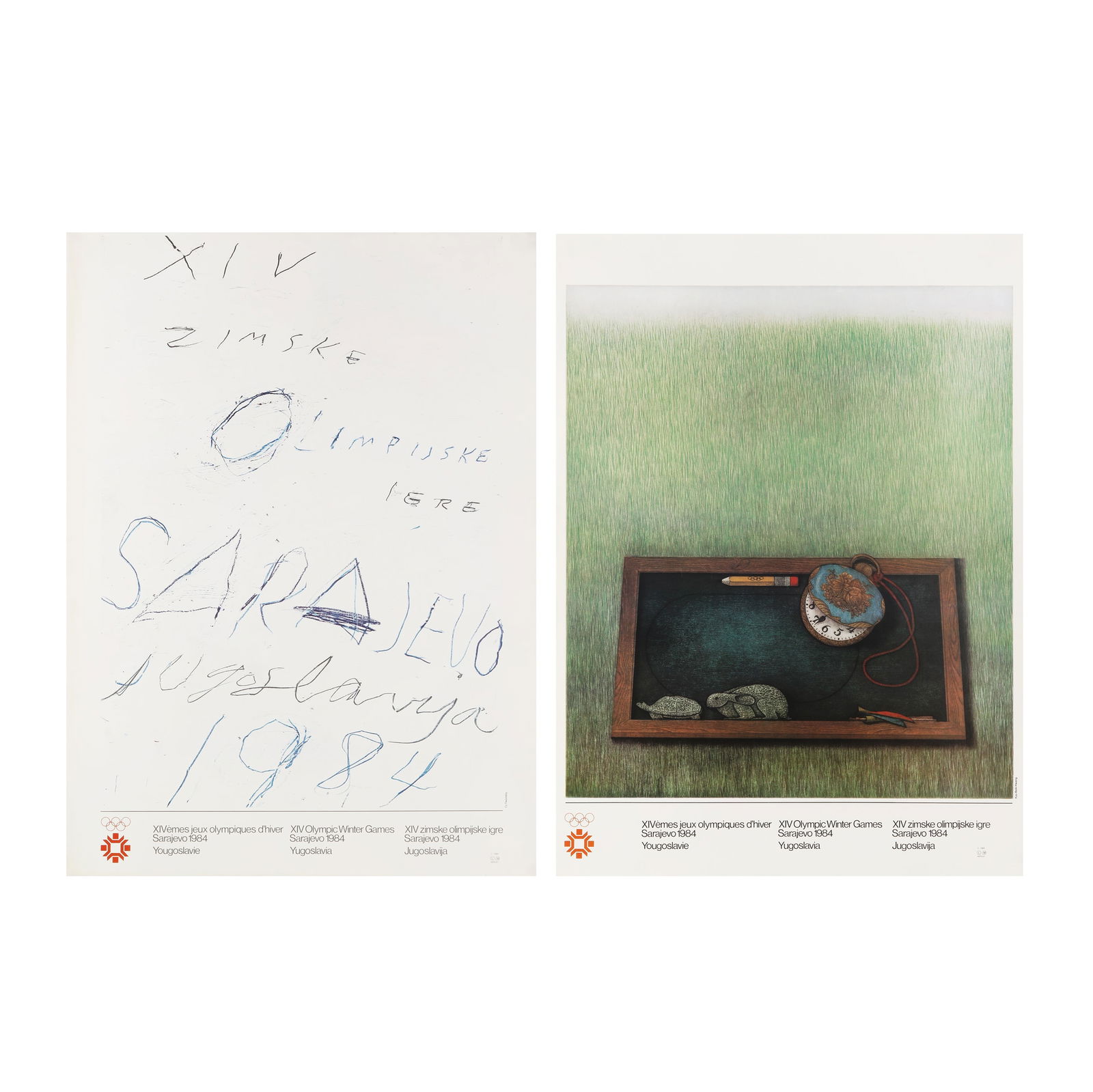Cy Twombly (American, 1928-2011) and Kyo Baik Hwang (Korean, b.1932) Two Posters for XIV Olympic Win (1 of 3)