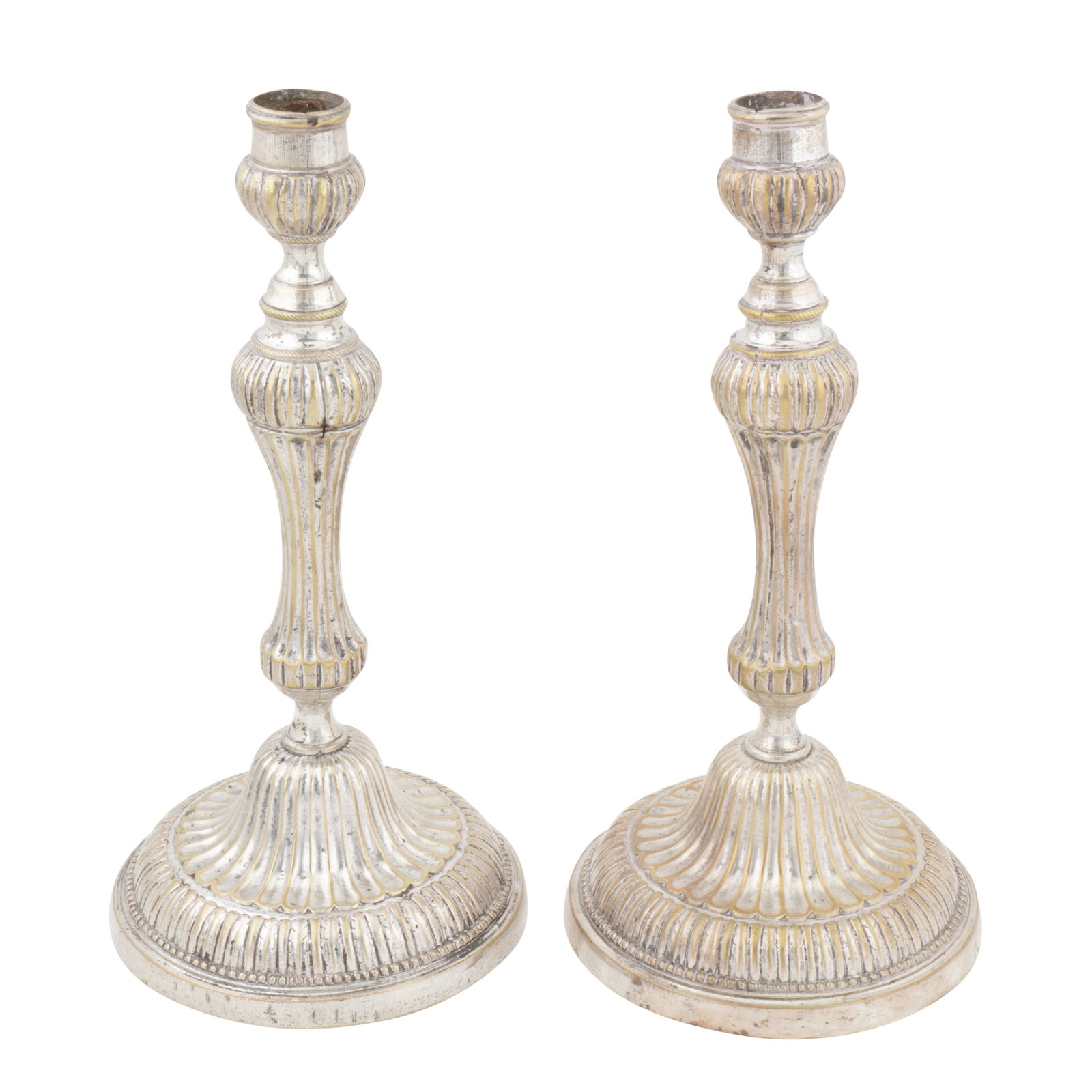 A pair of early 19th century French silver plated candlesticks (1 of 1)