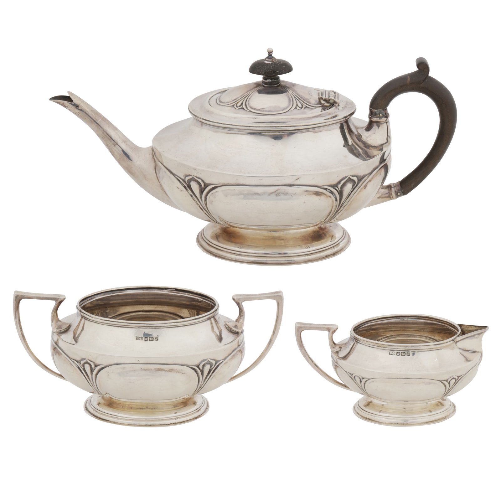 Sheffield 1907 by Levesley Brothers An Edwardian sterling silver three-piece tea service (1 of 1)