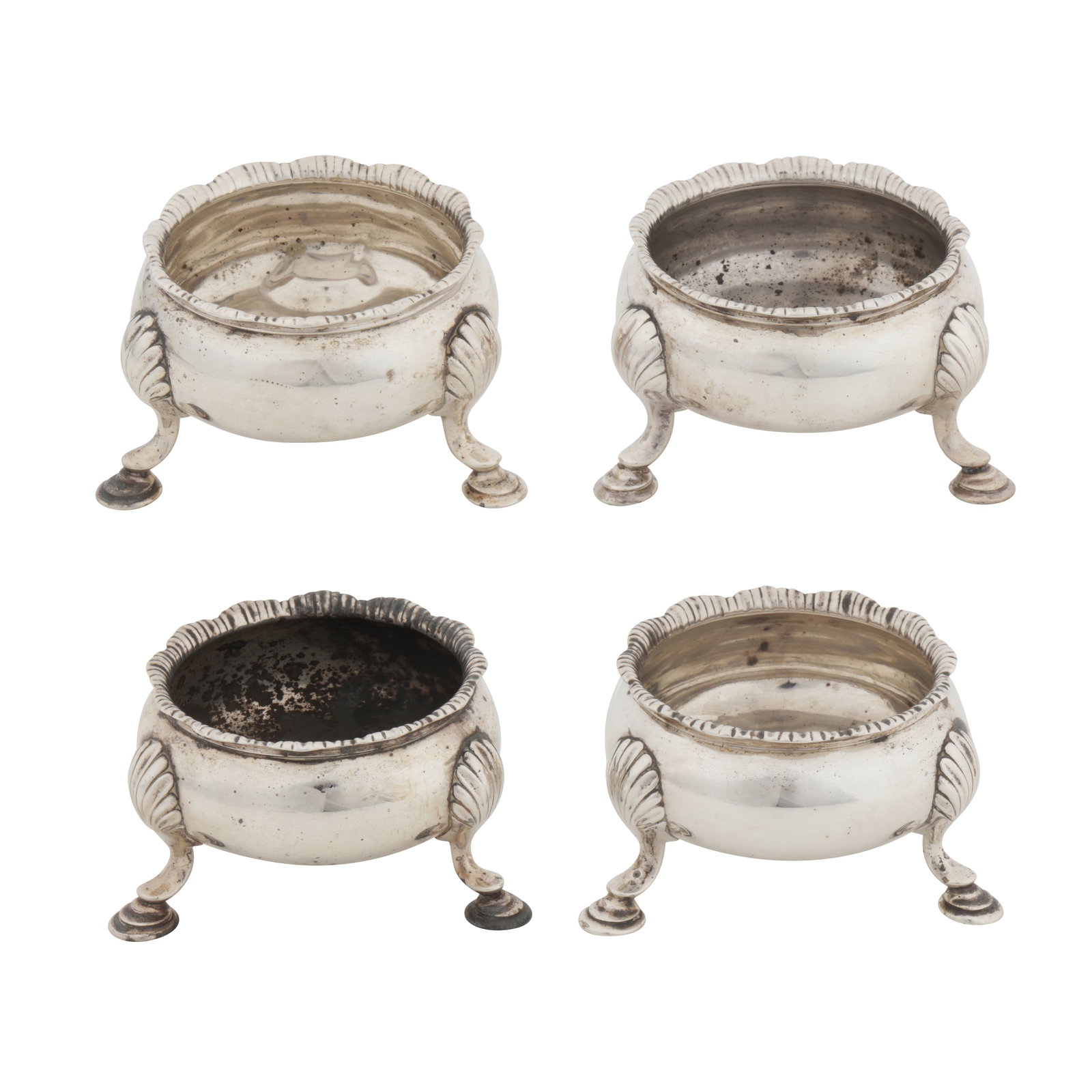 London 1757 by David Hennell A set of four George II sterling silver salts (1 of 1)