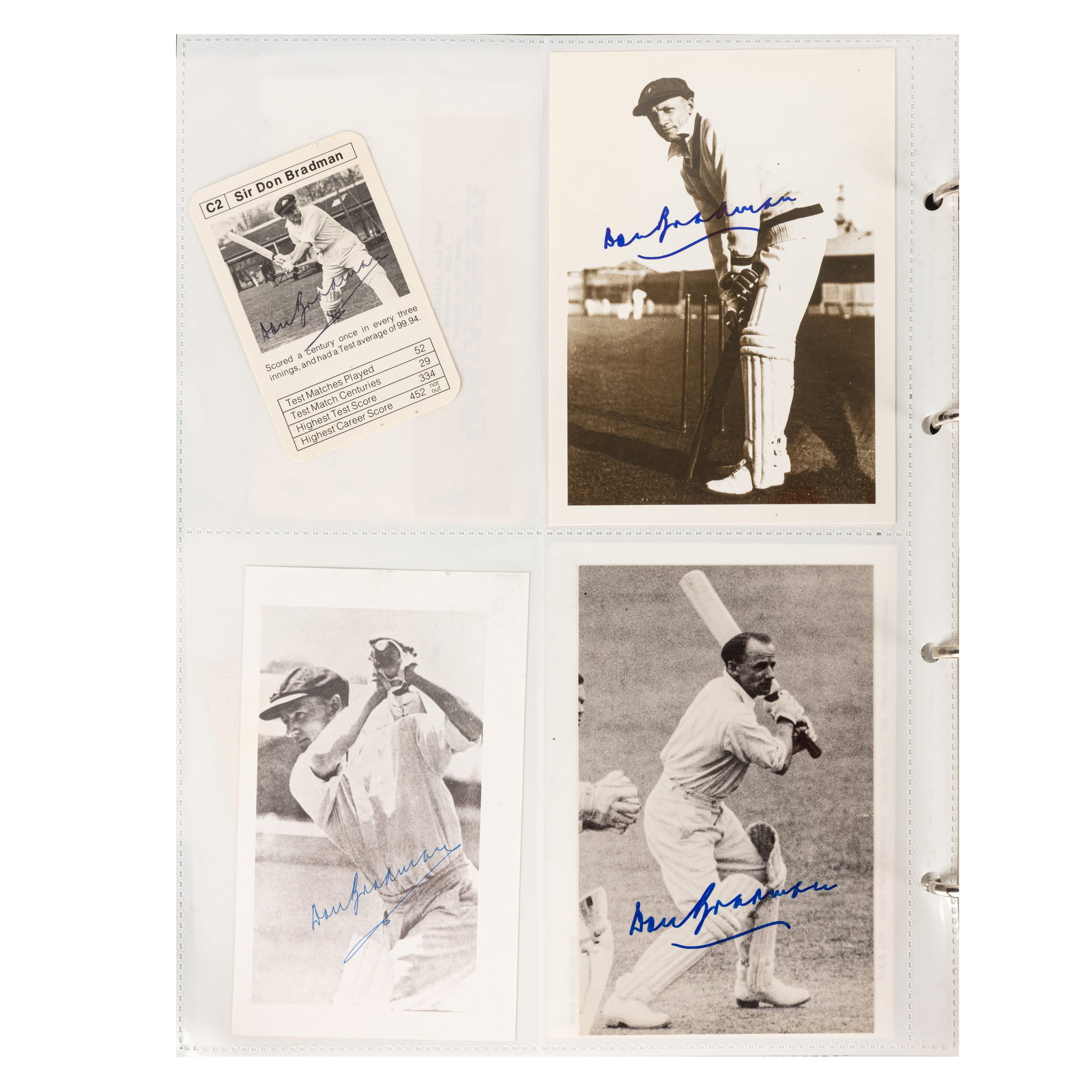 Autograph Collection.- Cricket Interest Signed cards and photographs: Autograph Collection.- Cricket Interest Signed cards and photographs Collection of cards and photographs signed by prominent cricketers of the 20th century, including: Don Bradman, Jack Hobbs,