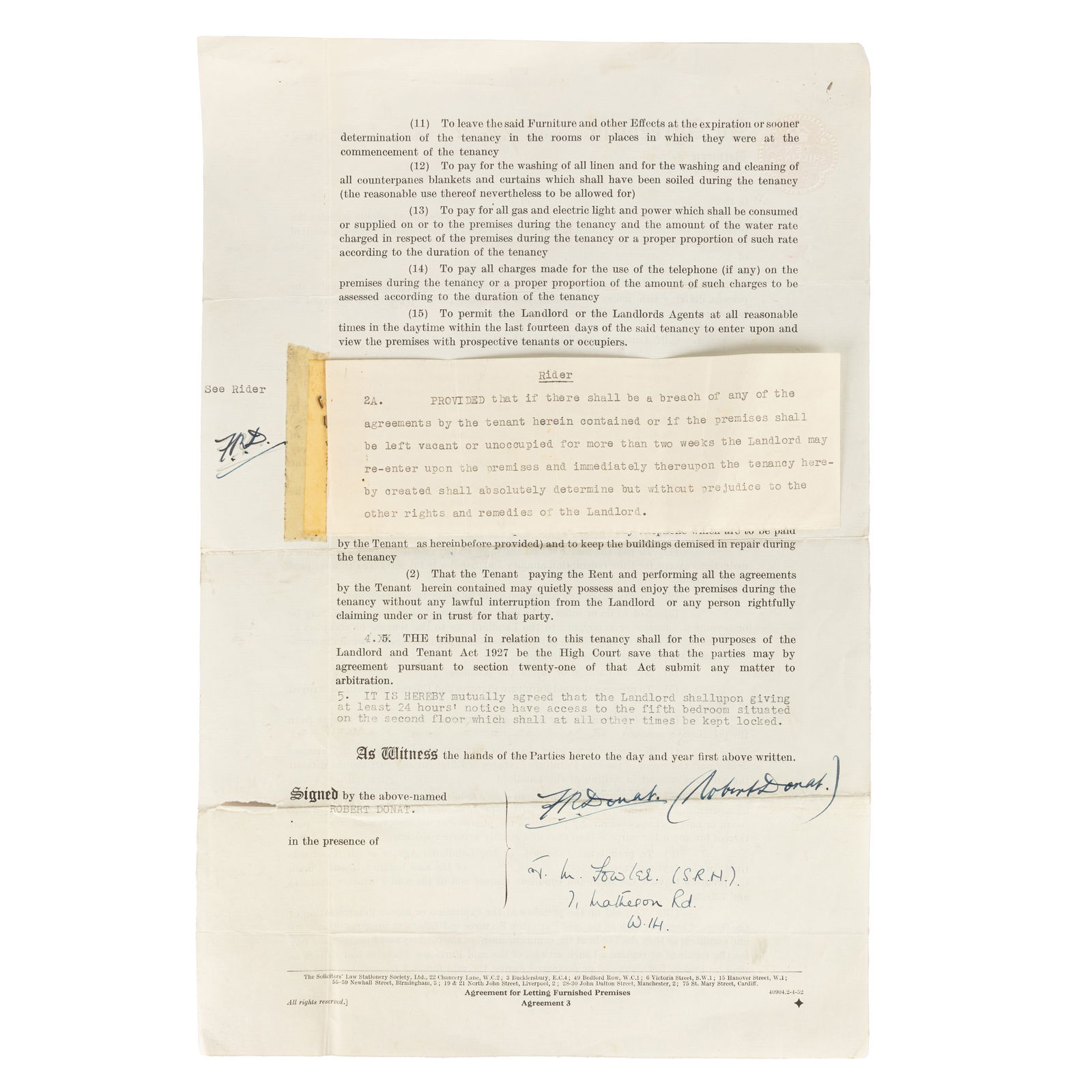 Donat (Robert) Signed letting agreement (1 of 2)