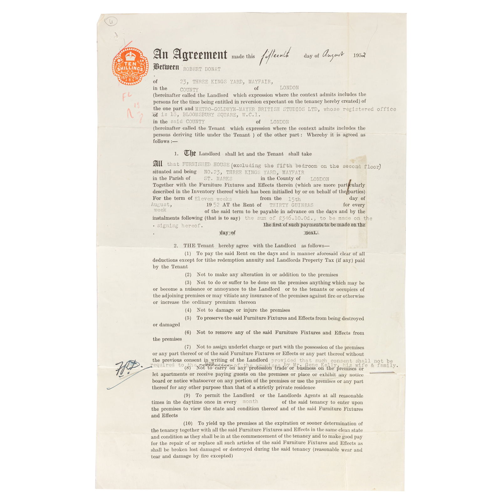 Donat (Robert) Signed letting agreement - 2