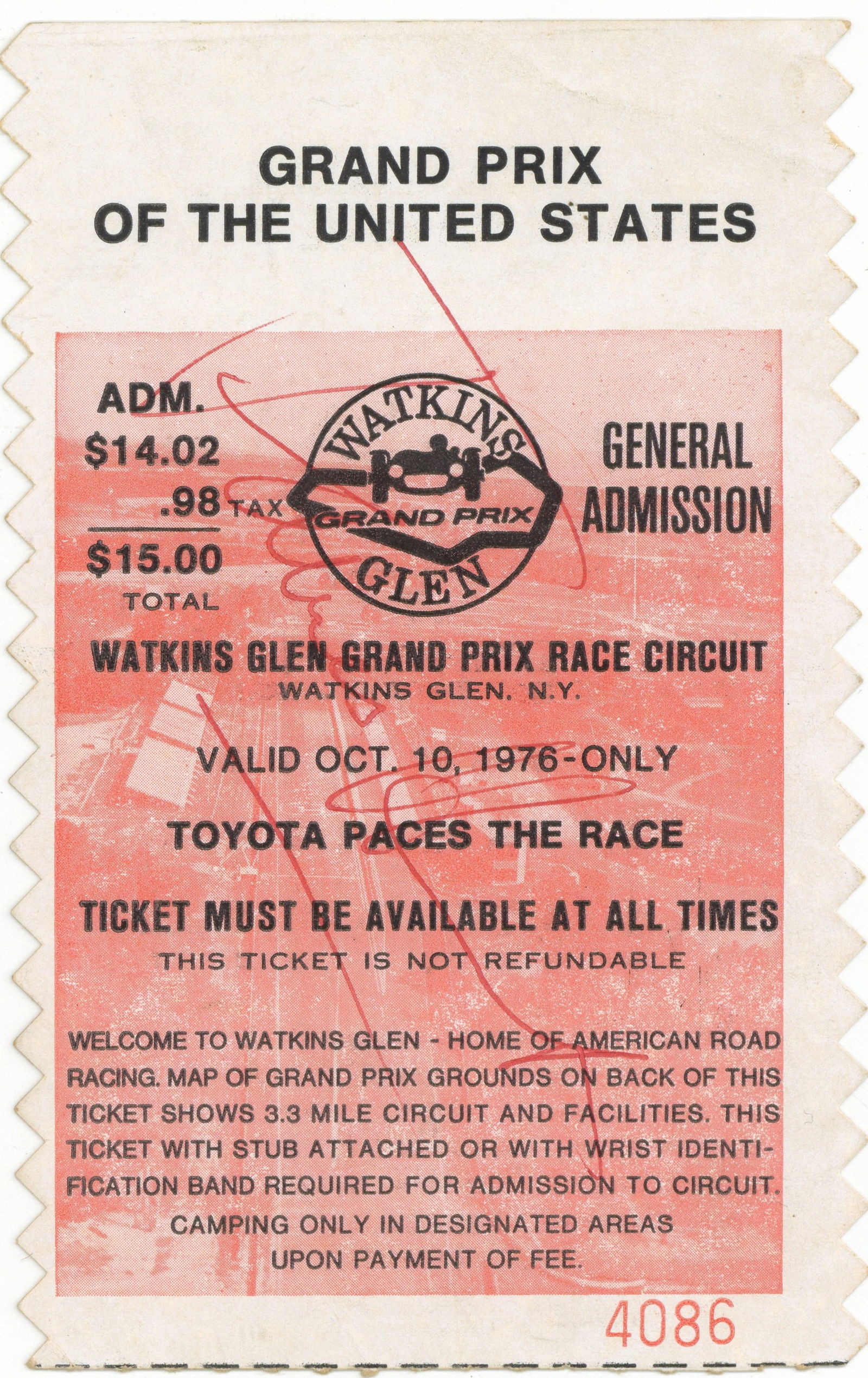 Hunt (James) Signed race ticket (1 of 1)