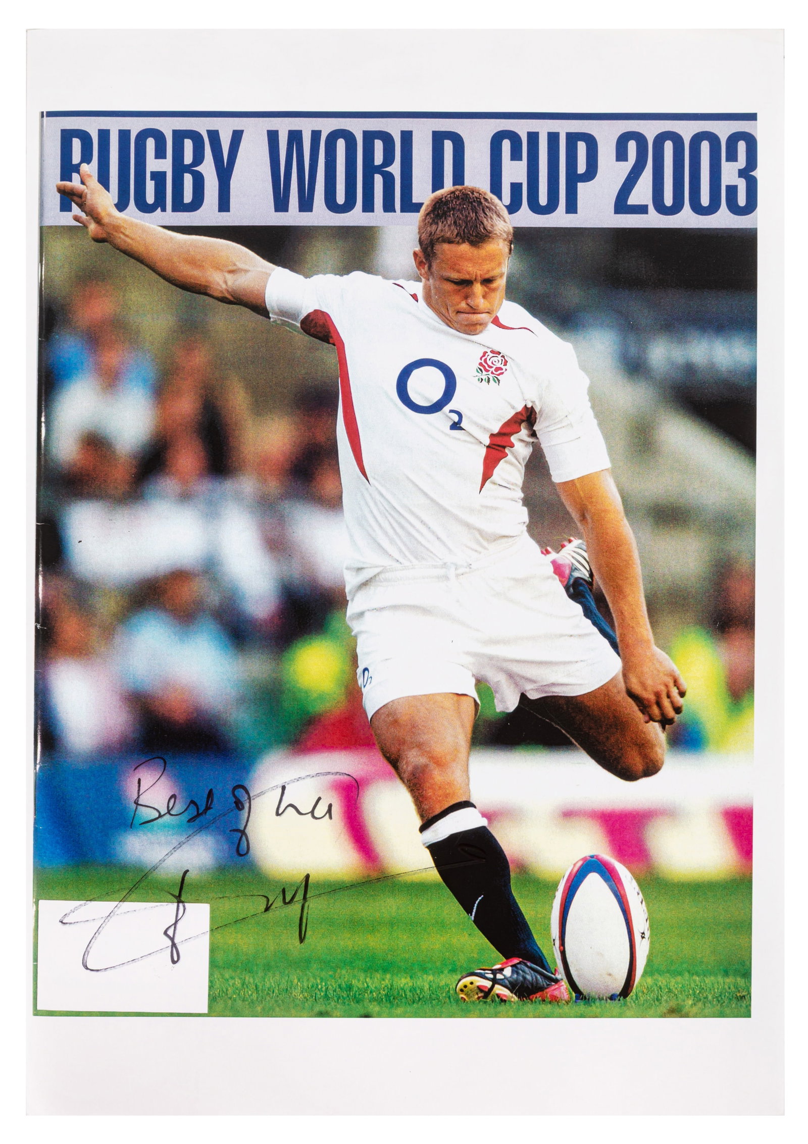 Autograph Collection.- Rugby Interest Collection of photographs, 20th century: Autograph Collection.- Rugby Interest Collection of photographs, 20th century Selection of promotional photographs and brochures signed by prominent rugby players, including: Martin Johnson, Jeremy