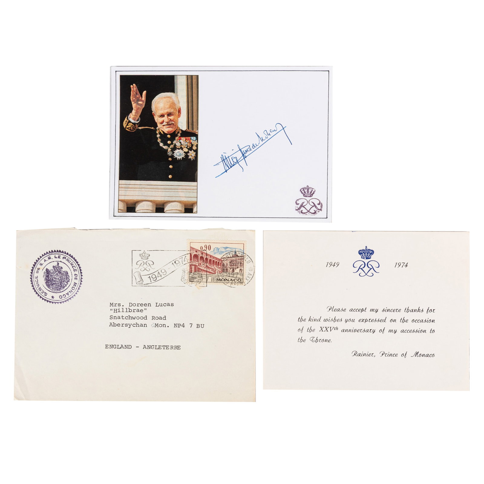 Rainier, Prince of Monaco Signed card (1 of 1)