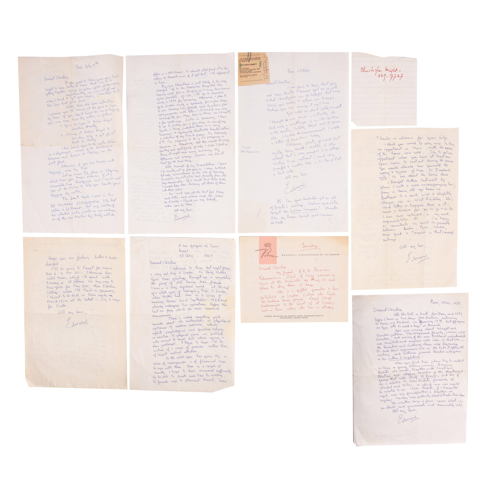 Roditi (Édouard) Group of letters, 1960s-1980s: Roditi (Édouard) Group of letters, 1960s-1980s Collection of letters and cards sent by American poet and translator Édouard Roditi to Christine Thoresby, the subjects raging from the