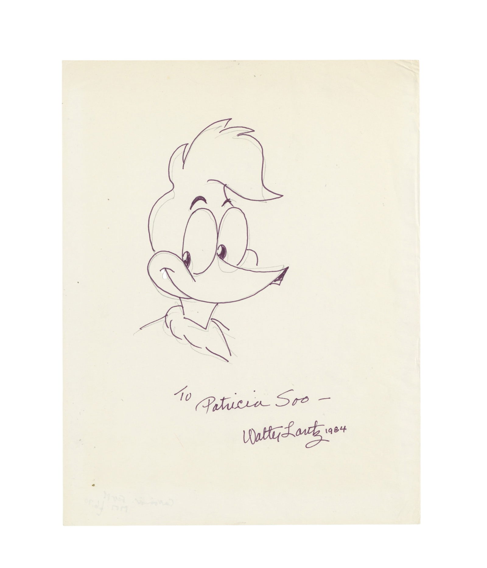 Lantz (Walter) Original sketch of Woody Woodpecker (1 of 1)
